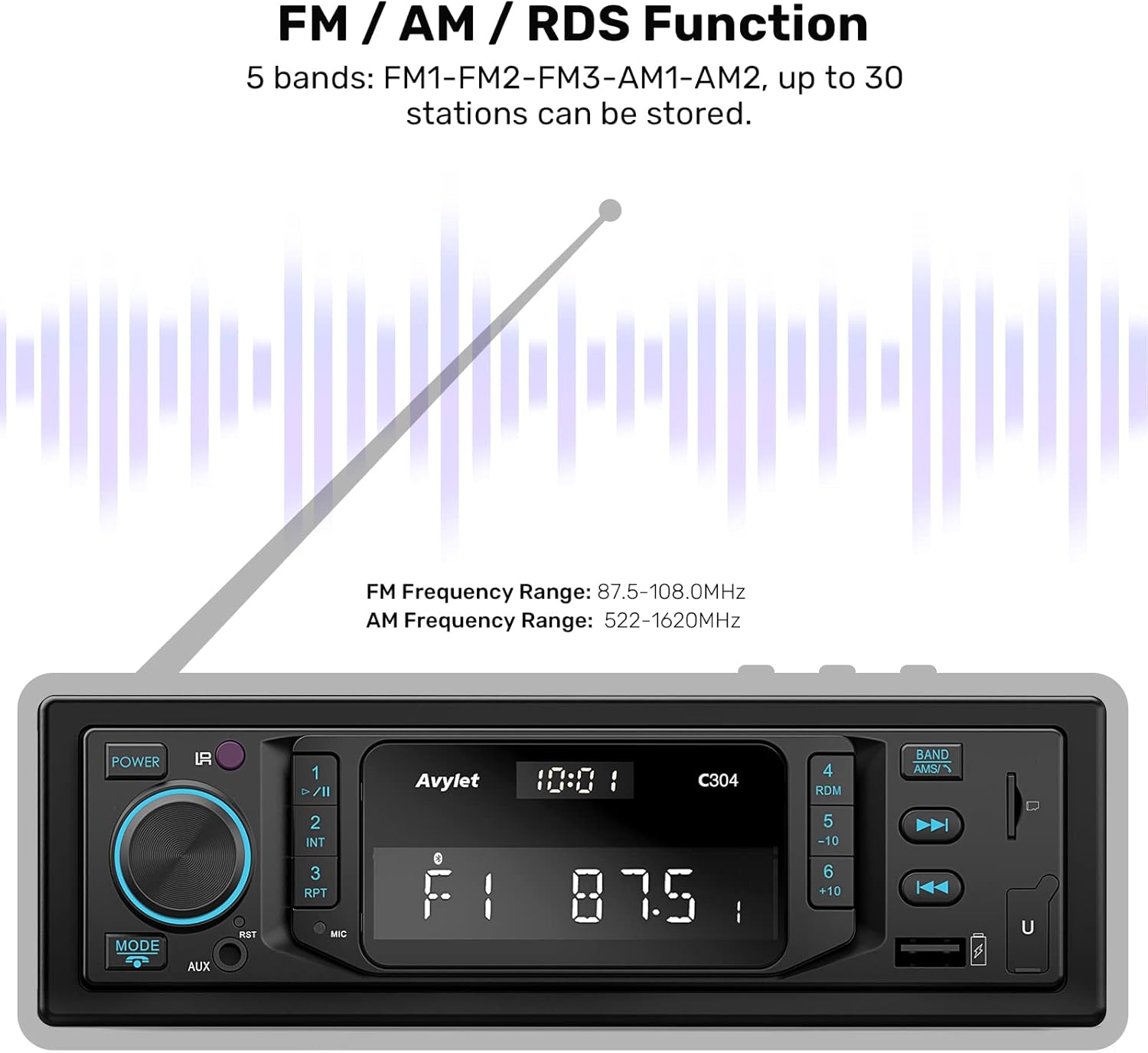 Autoradio Bluetooth 1DIN 60W