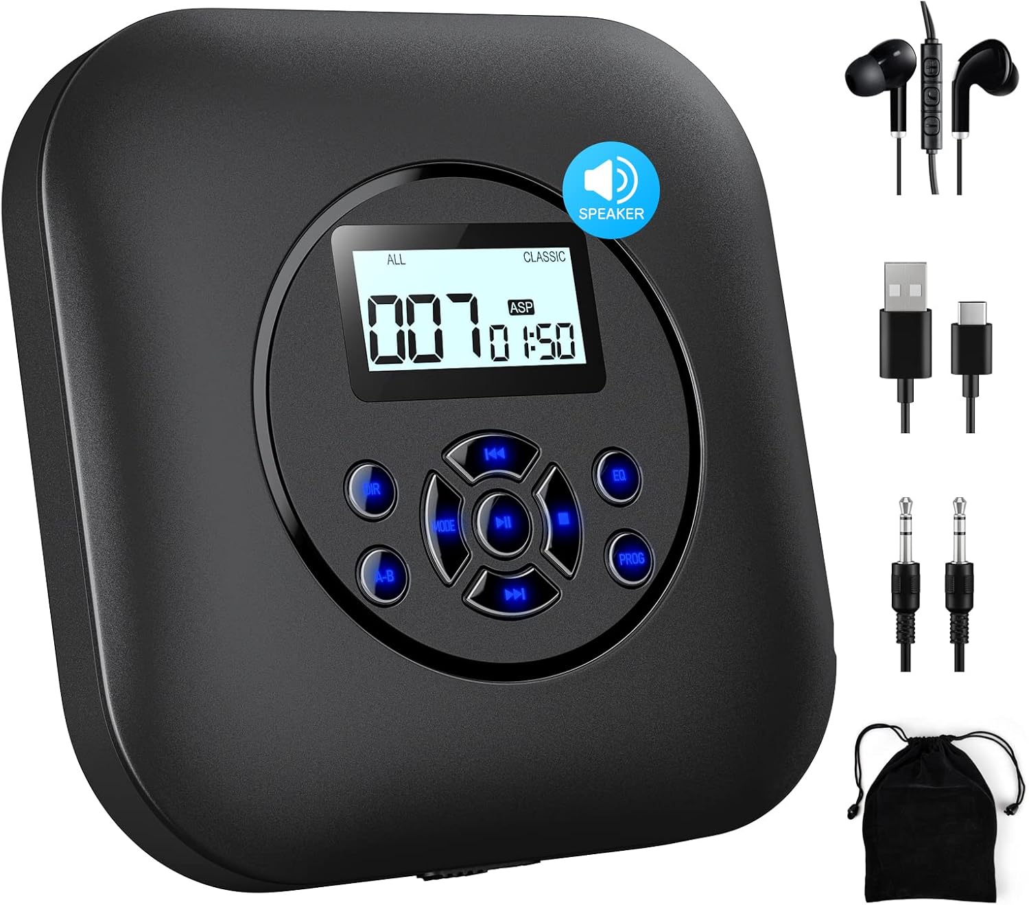 Reproductor CD Portátil con Altavoz