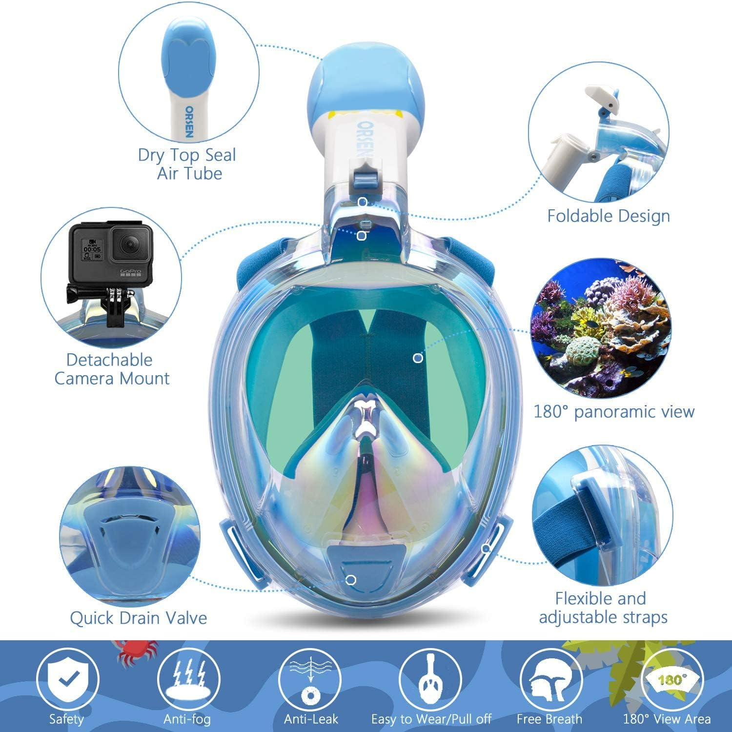 Máscara de buceo ORSEN 202°