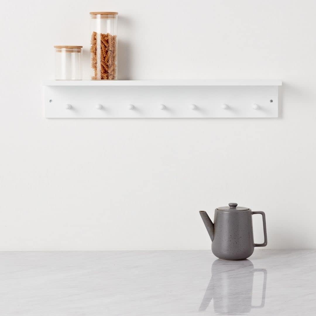 Estante Pared 7 Ganchos Blanco
