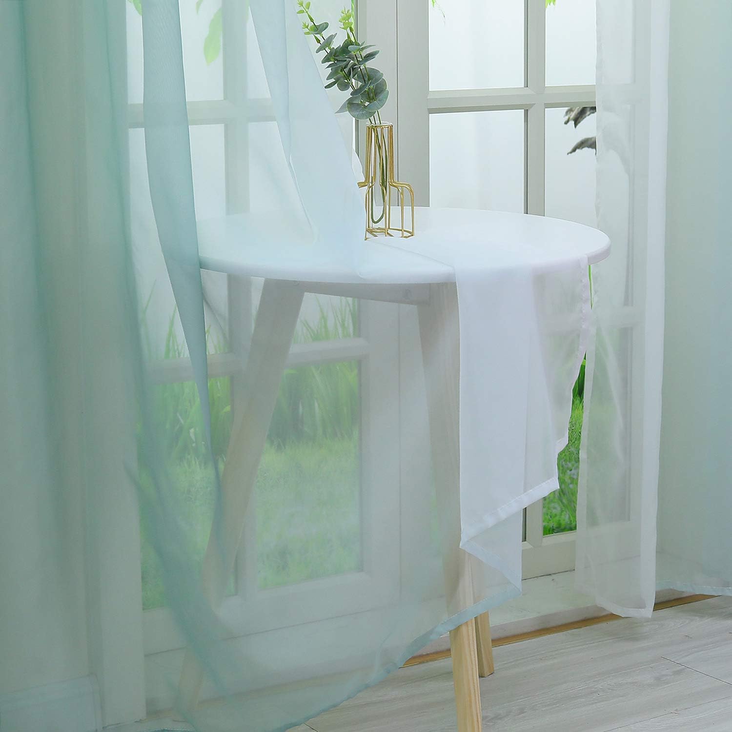 Cortinas voile degradadas verdes