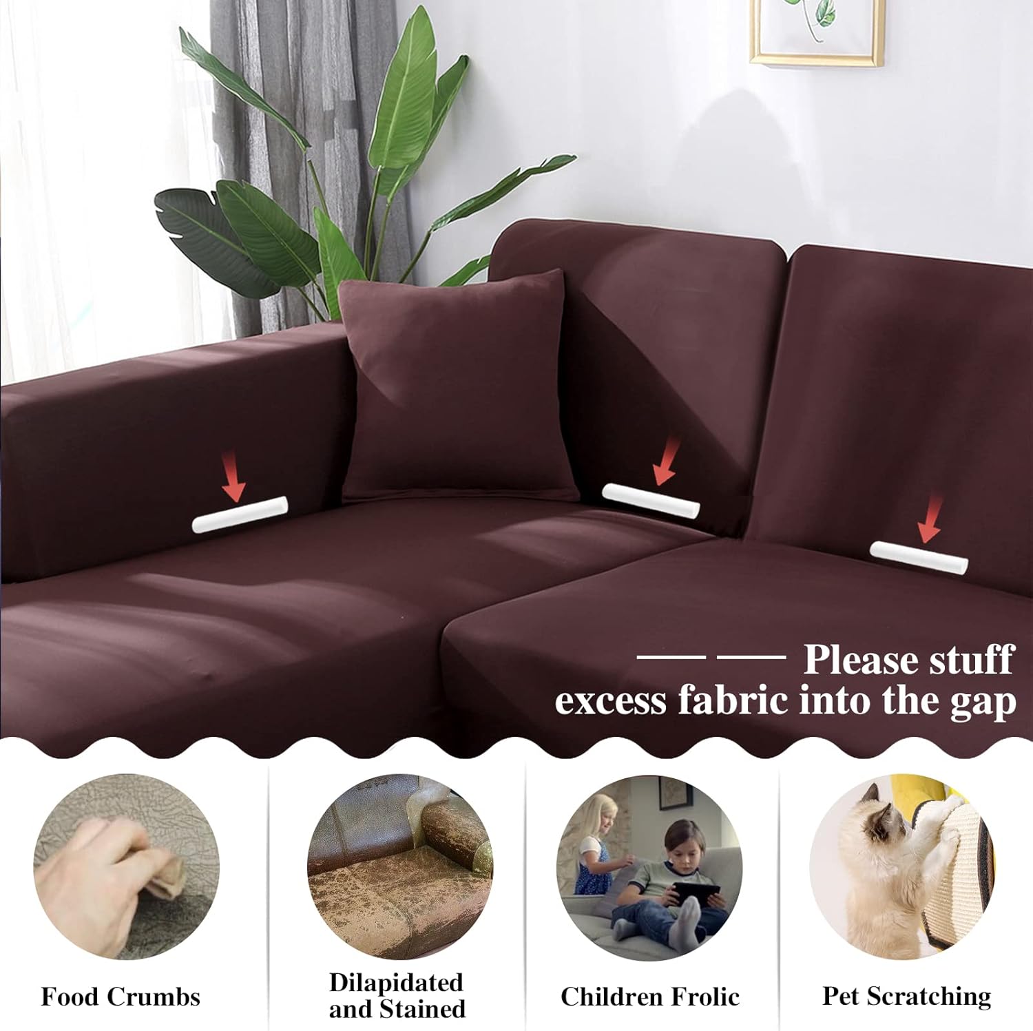 Fundas Elásticas Sofa L Café