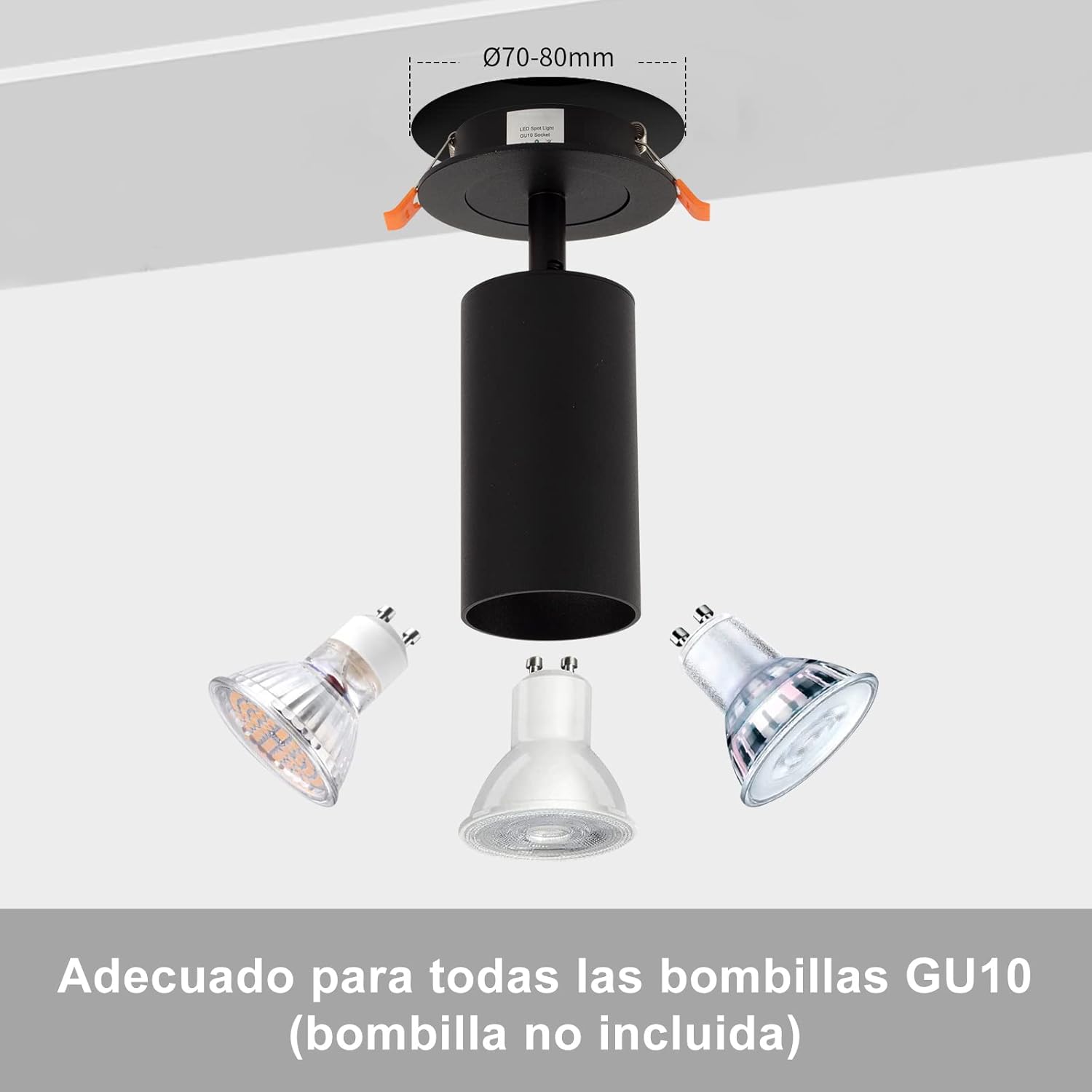 Foco giratorio LED 360° negro