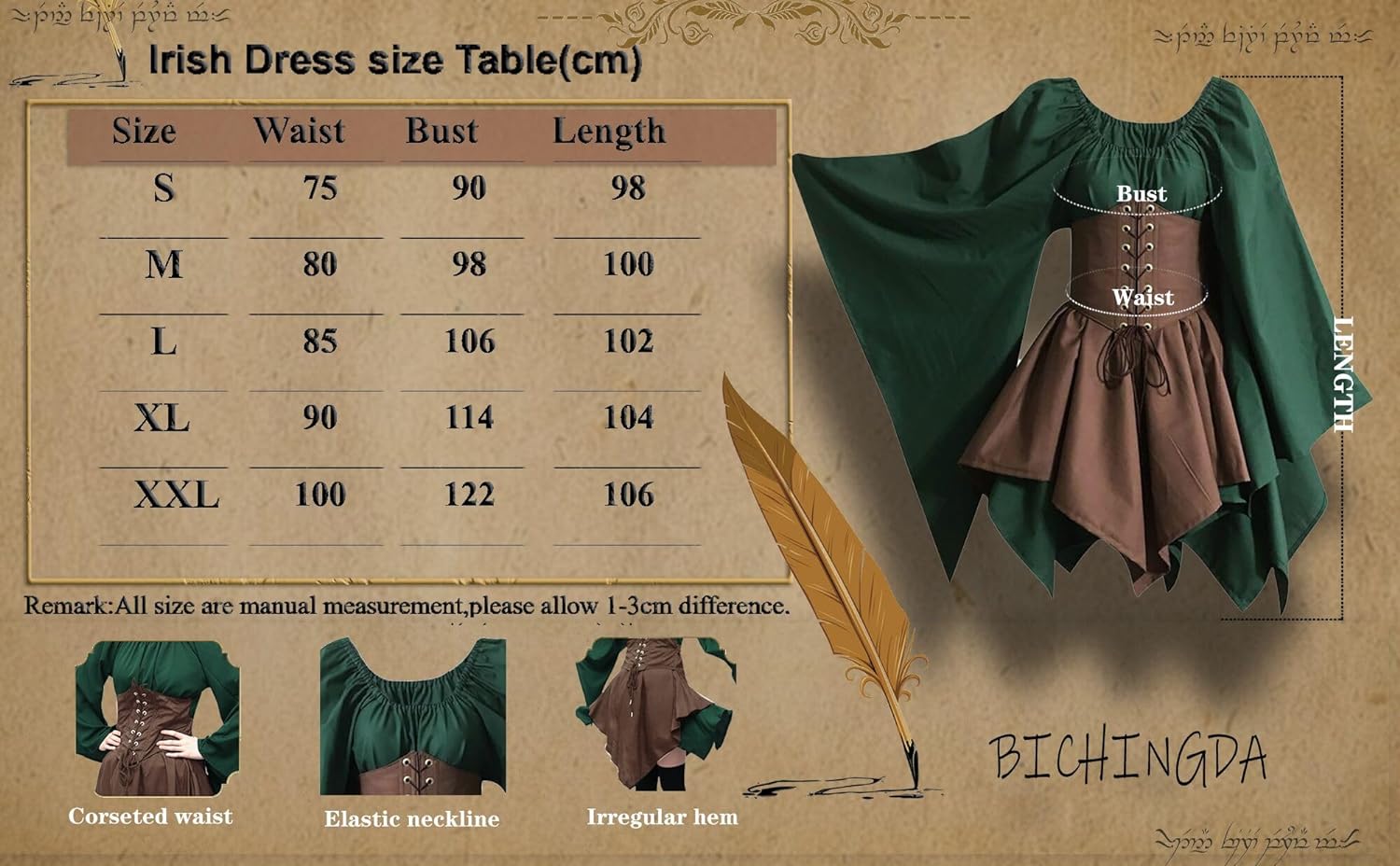 Vestido Irlandés Medieval - Talla M