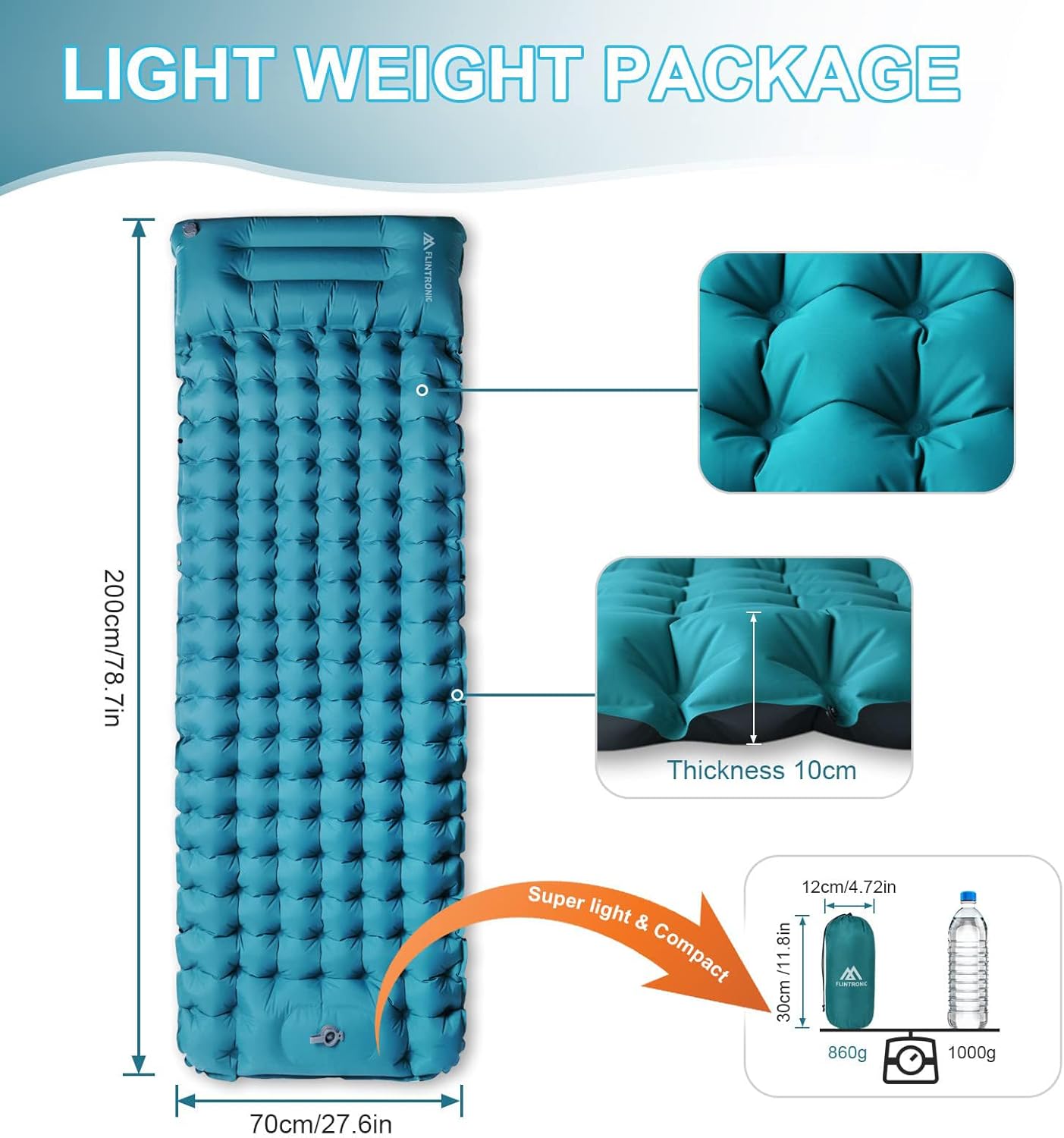 Esterilla Inflable 10CM Camping