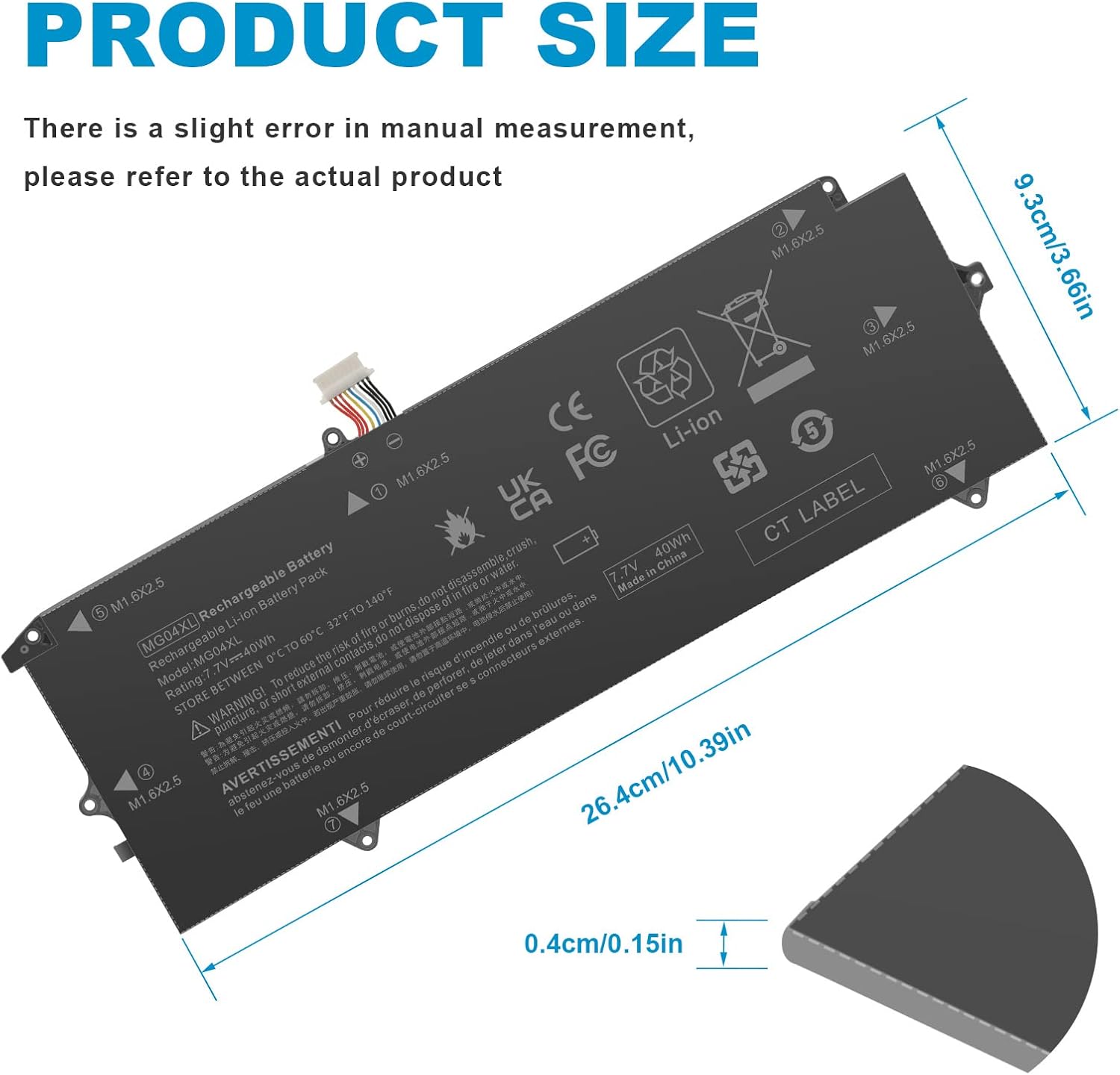 Batería ARyee MG04XL para HP