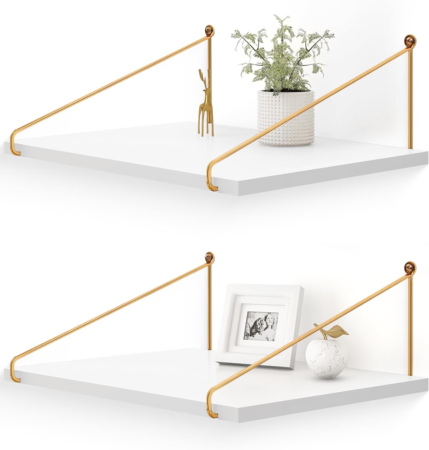 Estantería Pared Blanco y Oro