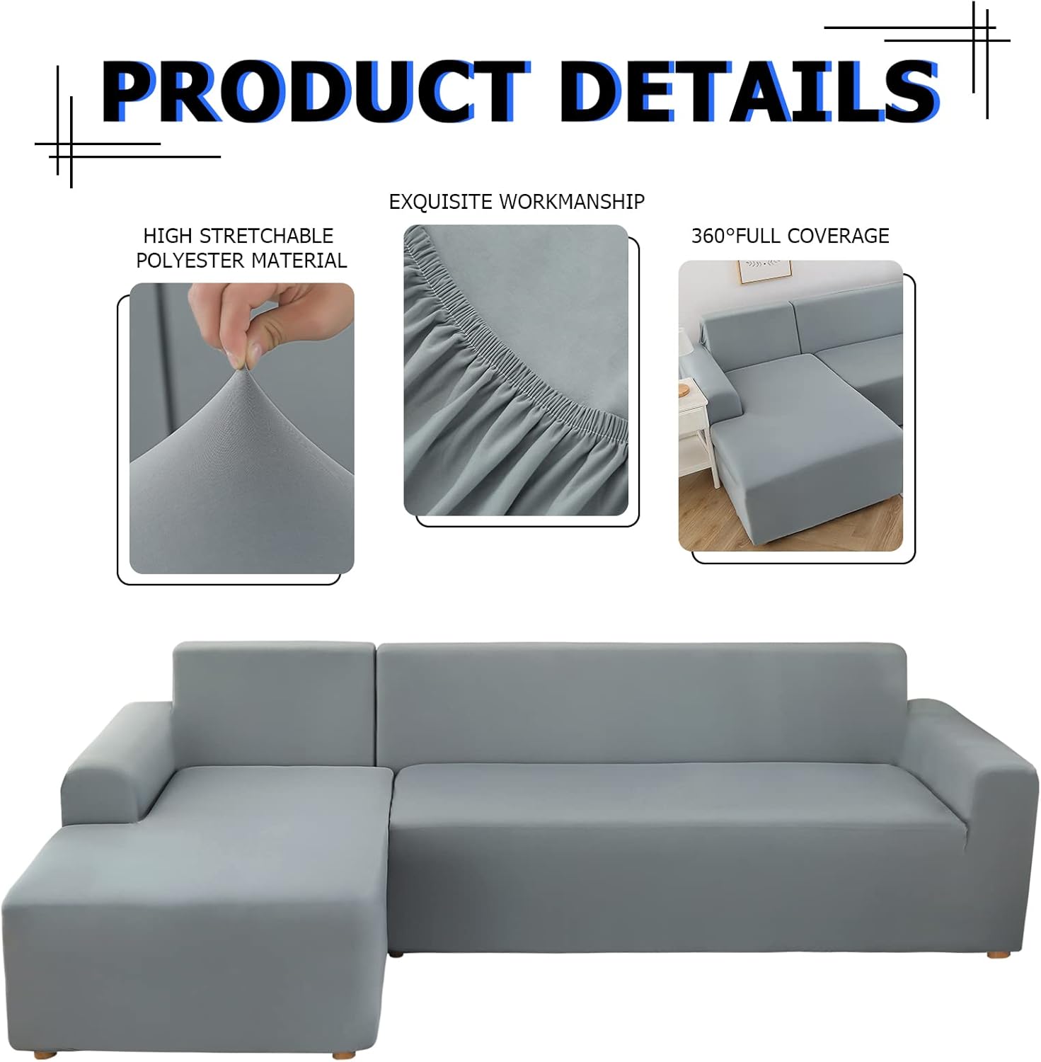 Funda Sofá Chaise Longue Gris