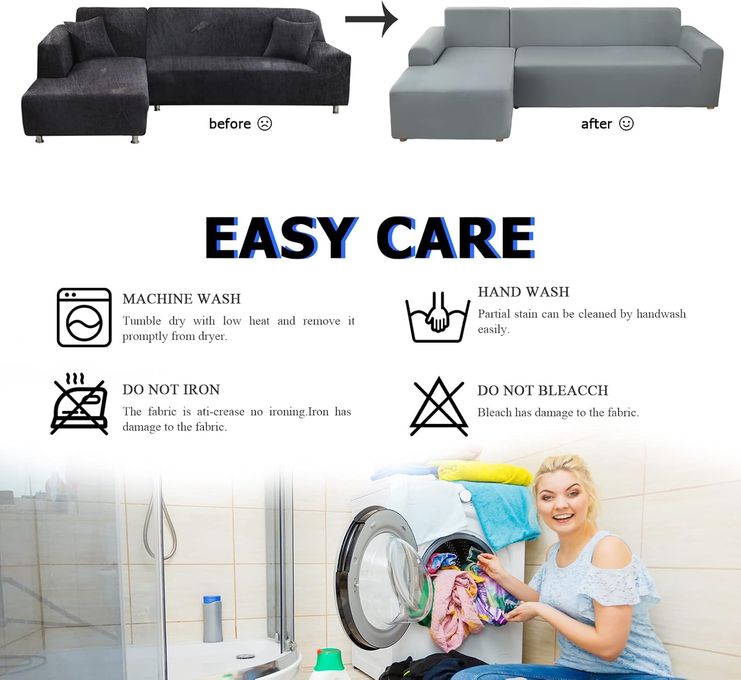 Funda Sofá Chaise Longue Gris