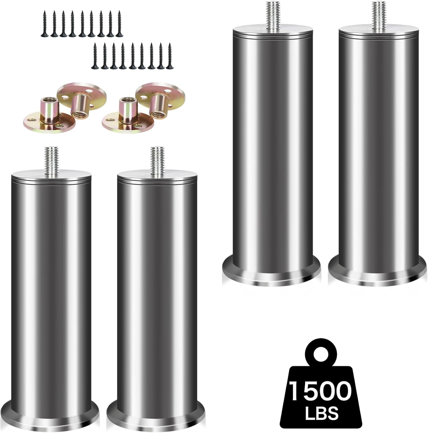 4 Patas de muebles de acero, 15cm