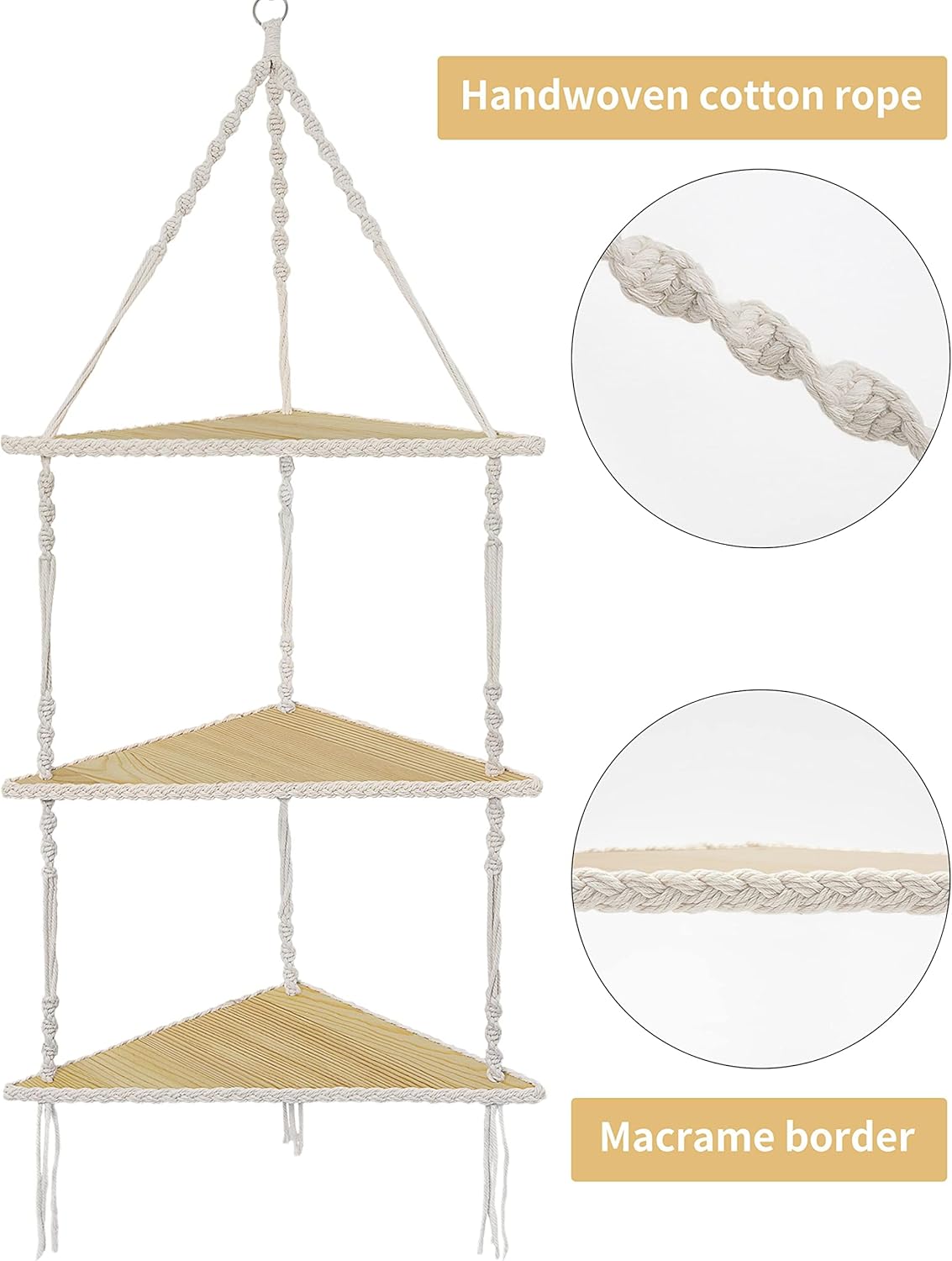Estante de esquina macramé 3N