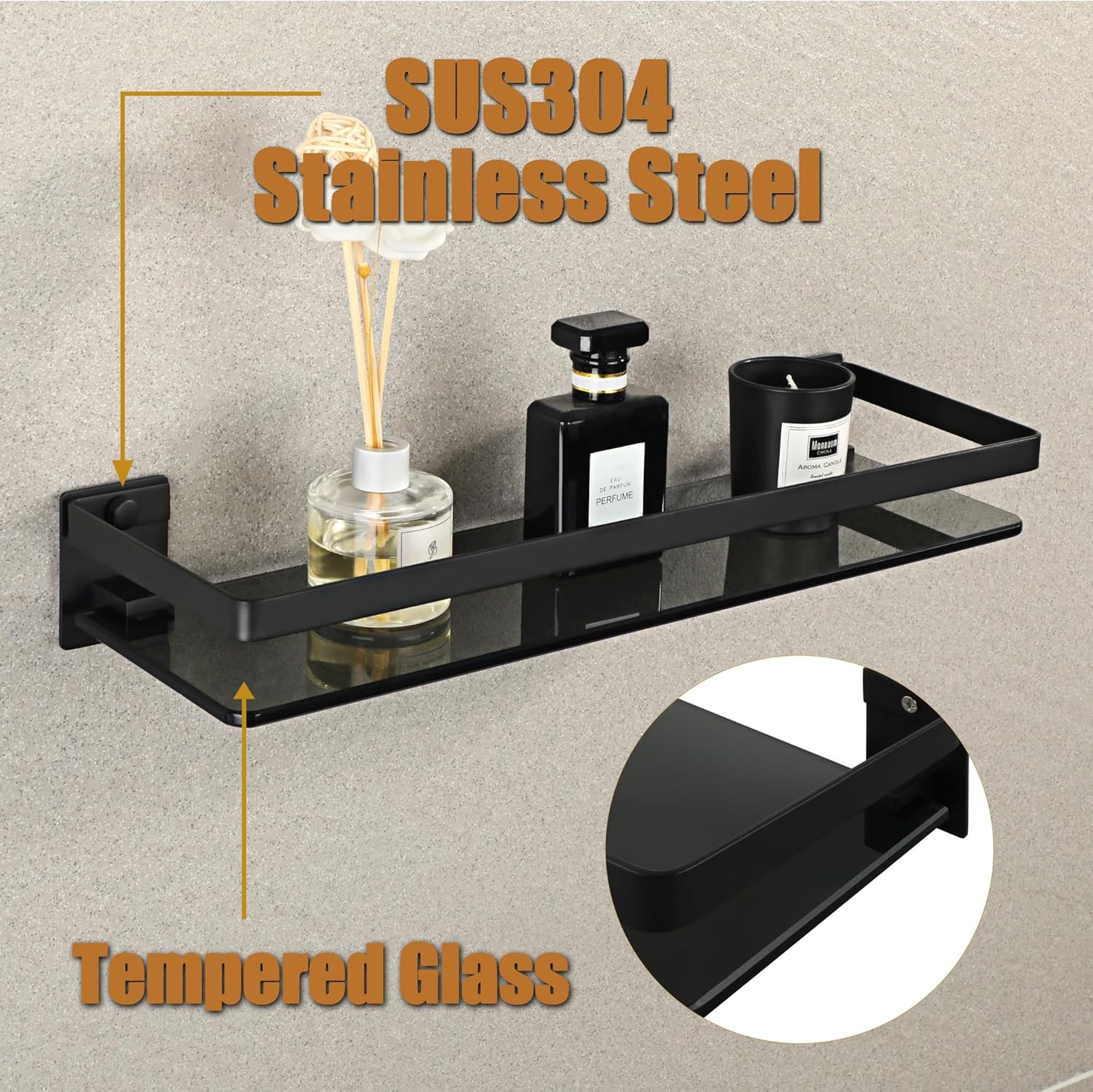 Estantería de baño vidrio negro
