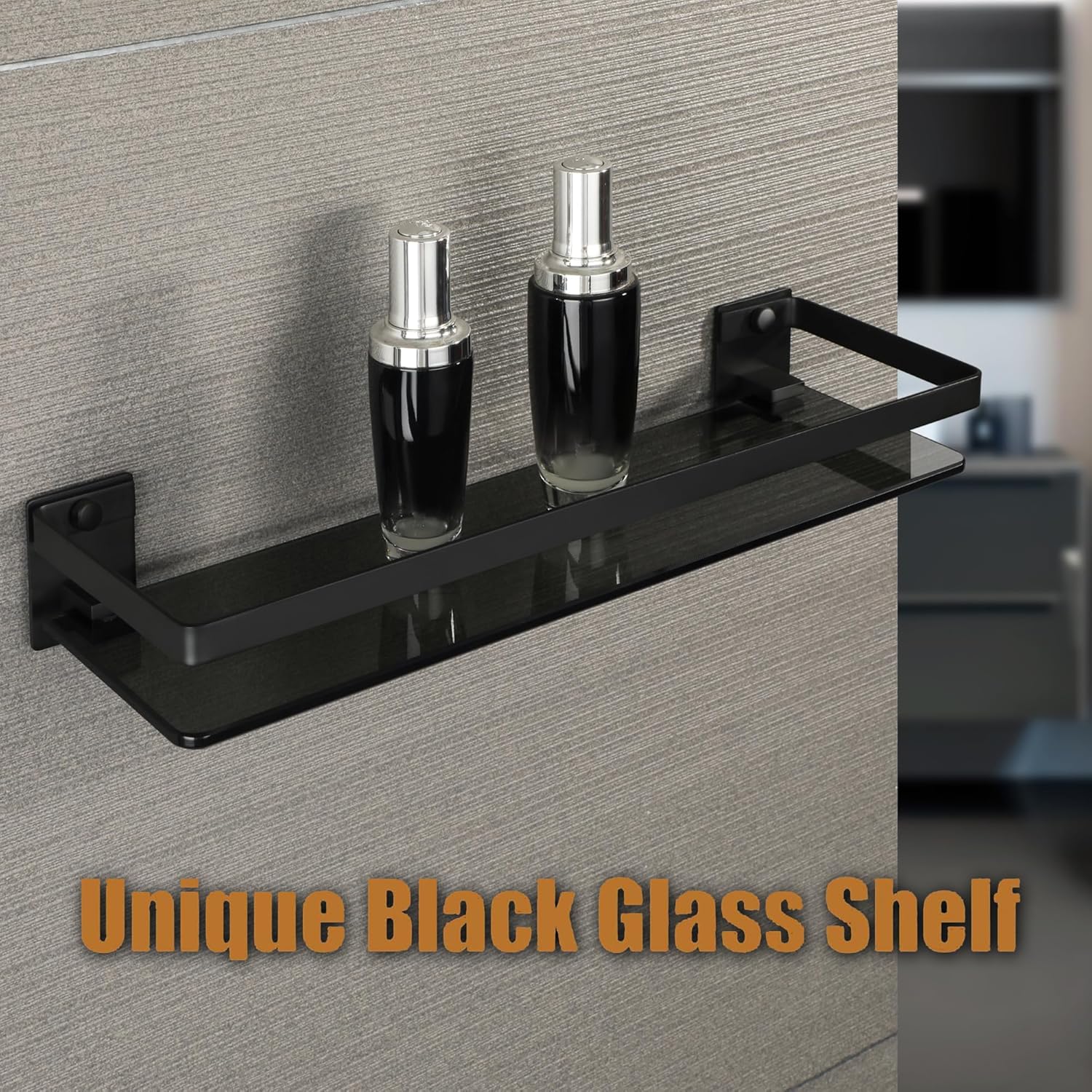 Estantería de baño vidrio negro