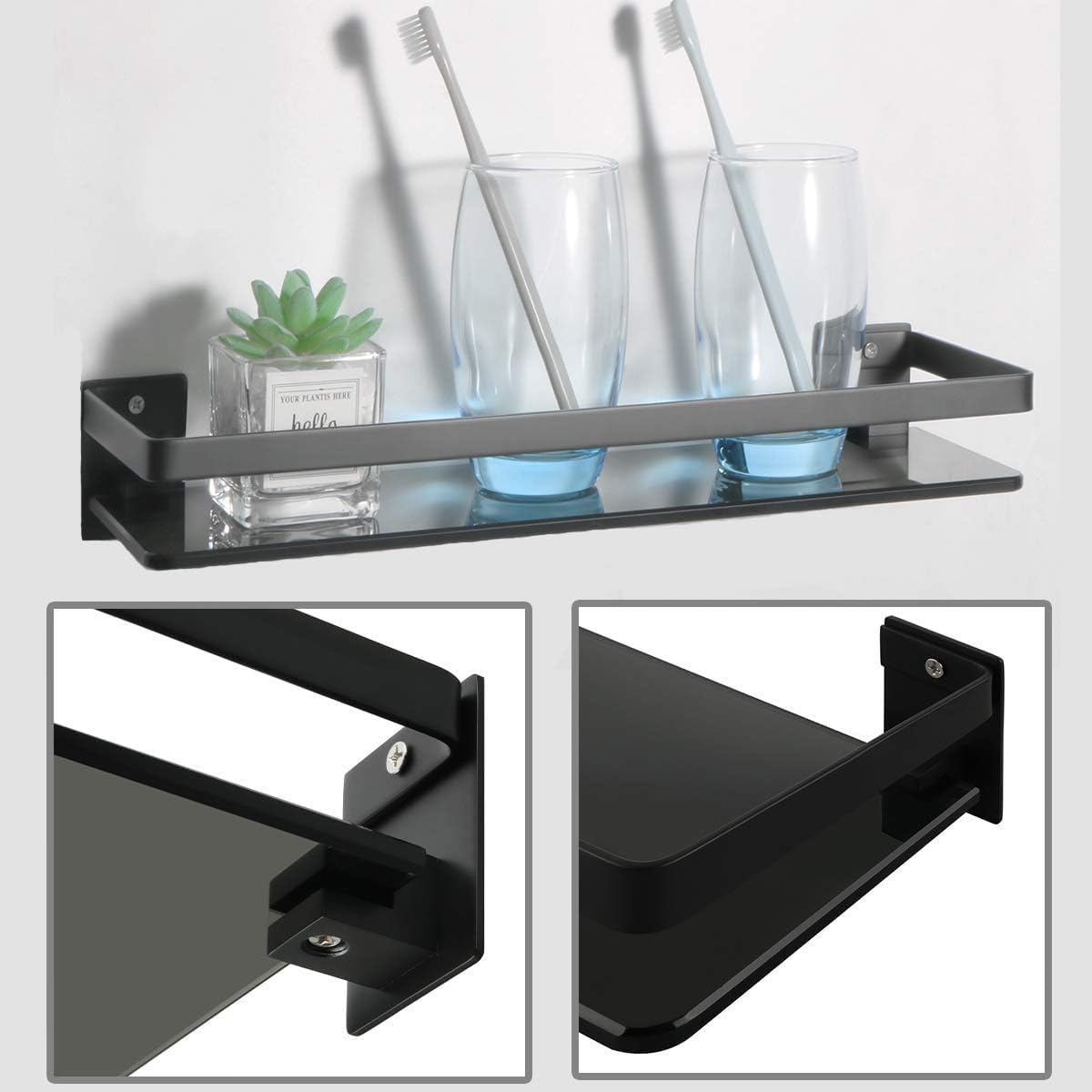 Estantería de baño vidrio negro