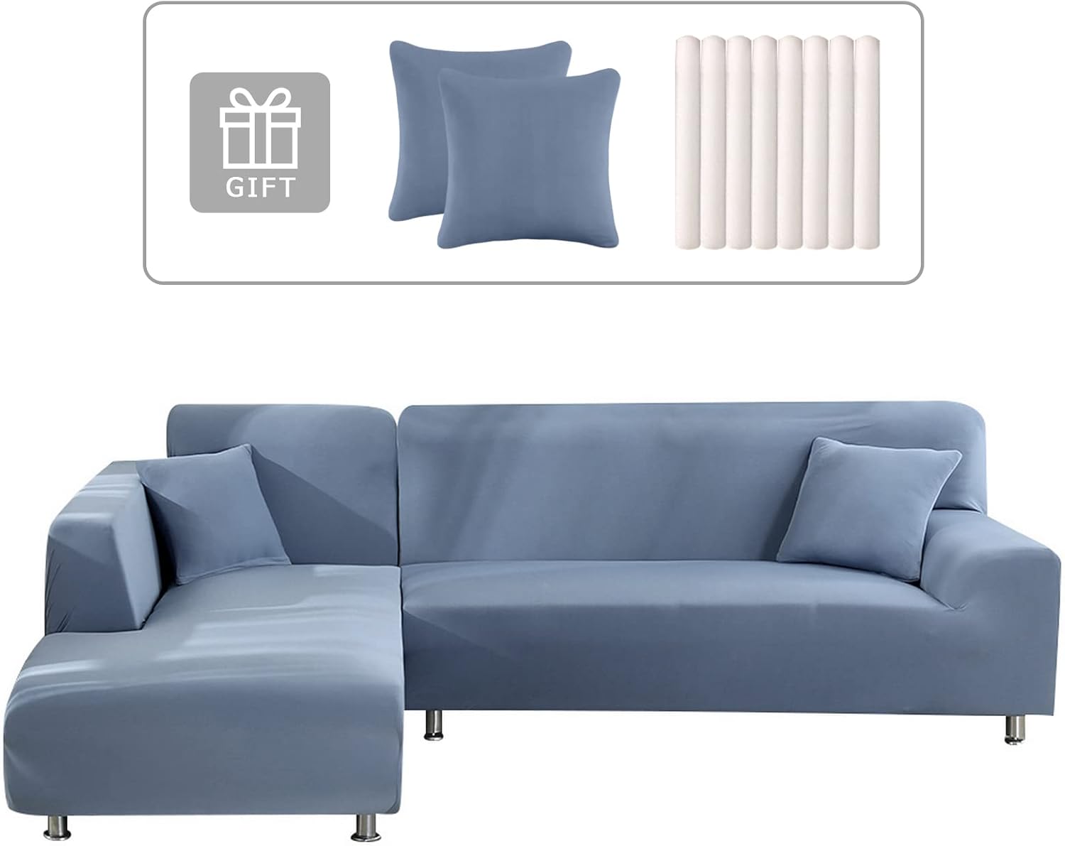 Funda Sofá Chaise Longue Gris Azul