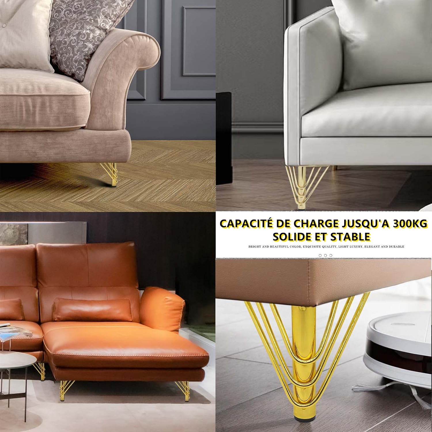 Patas de Muebles Doradas 15 cm