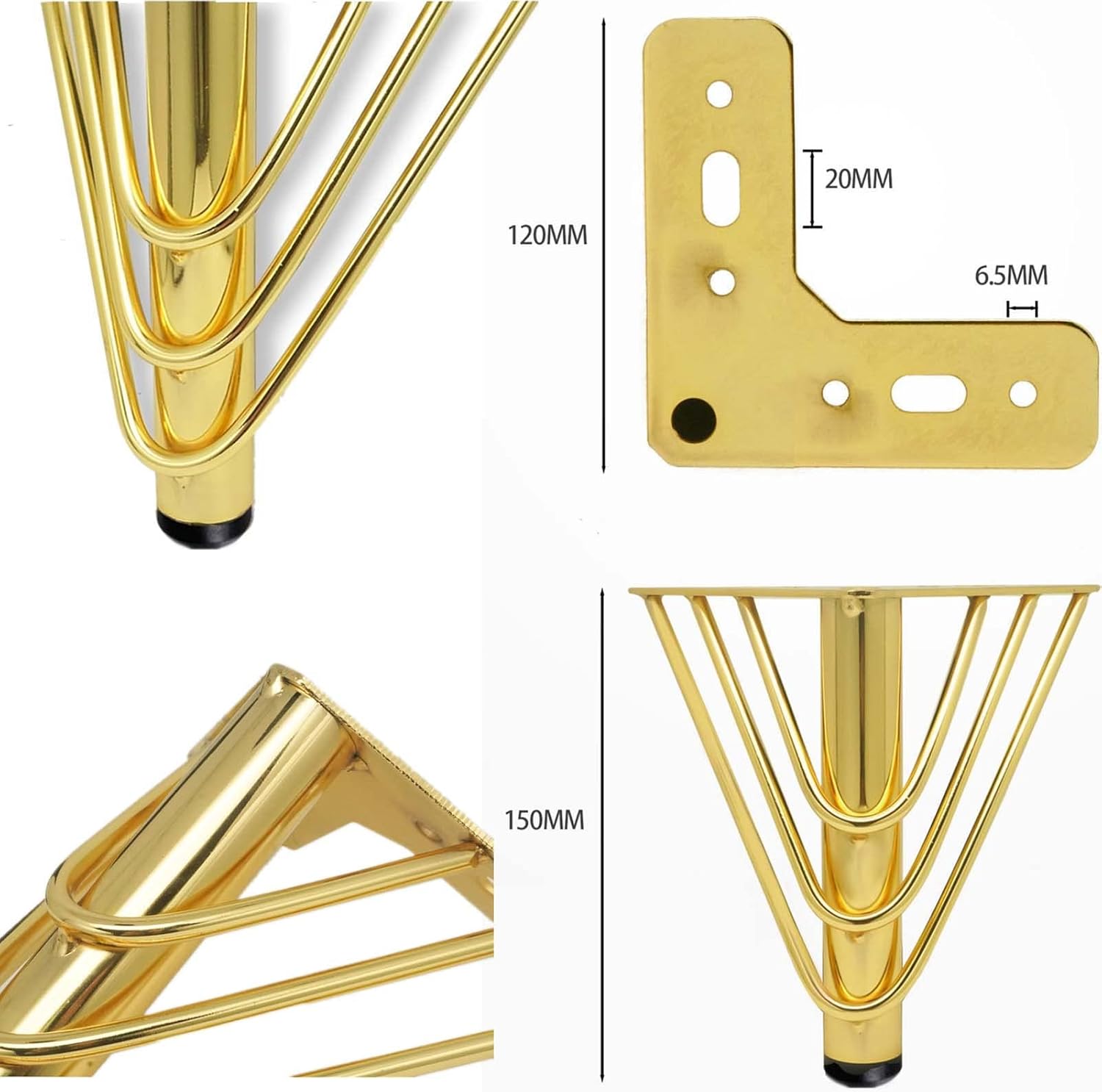 Patas de Muebles Doradas 15 cm