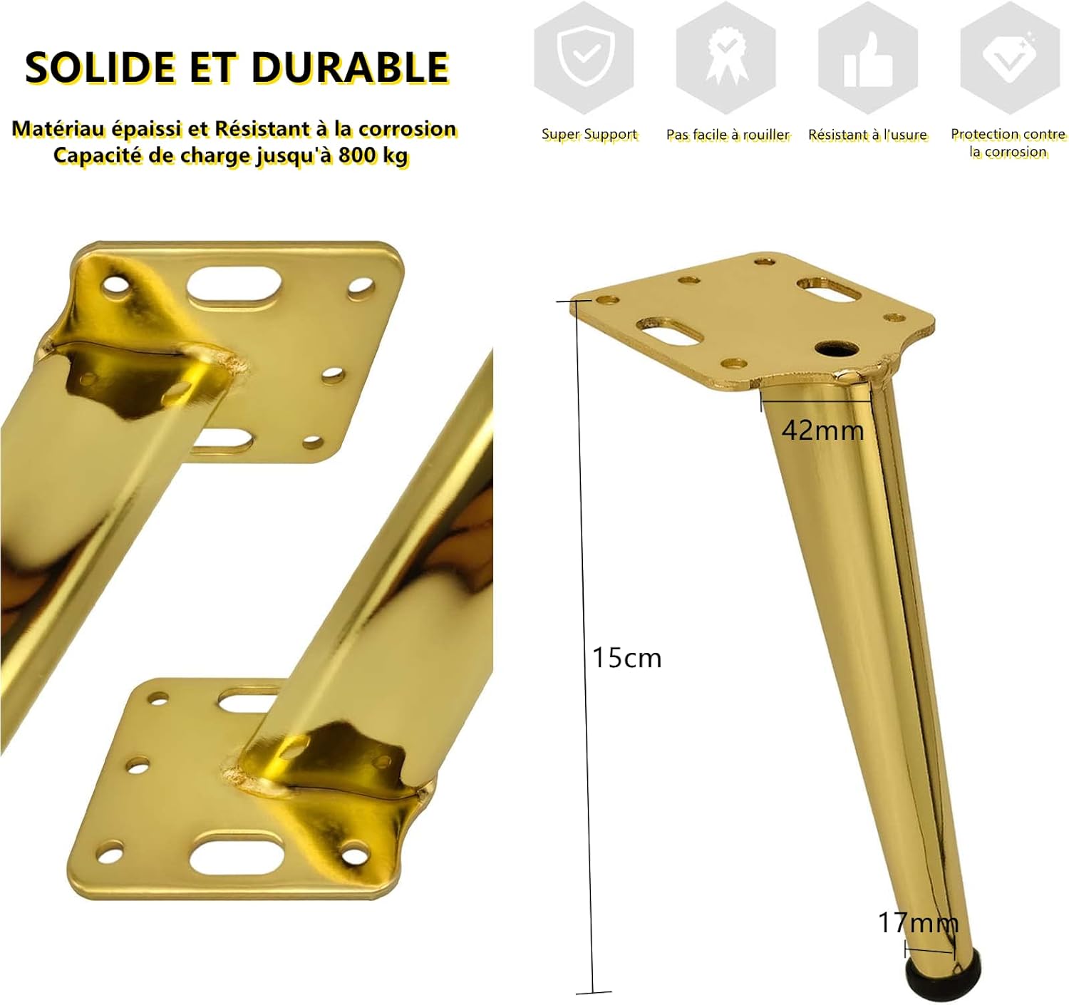 Patas de metal dorado 18 cm