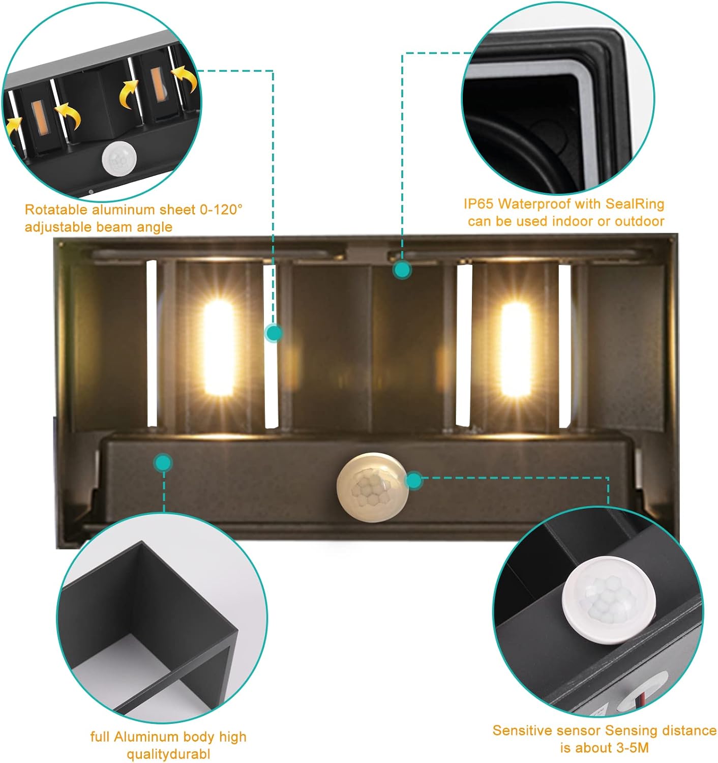 Lámpara exterior 24W IP65 con sensor