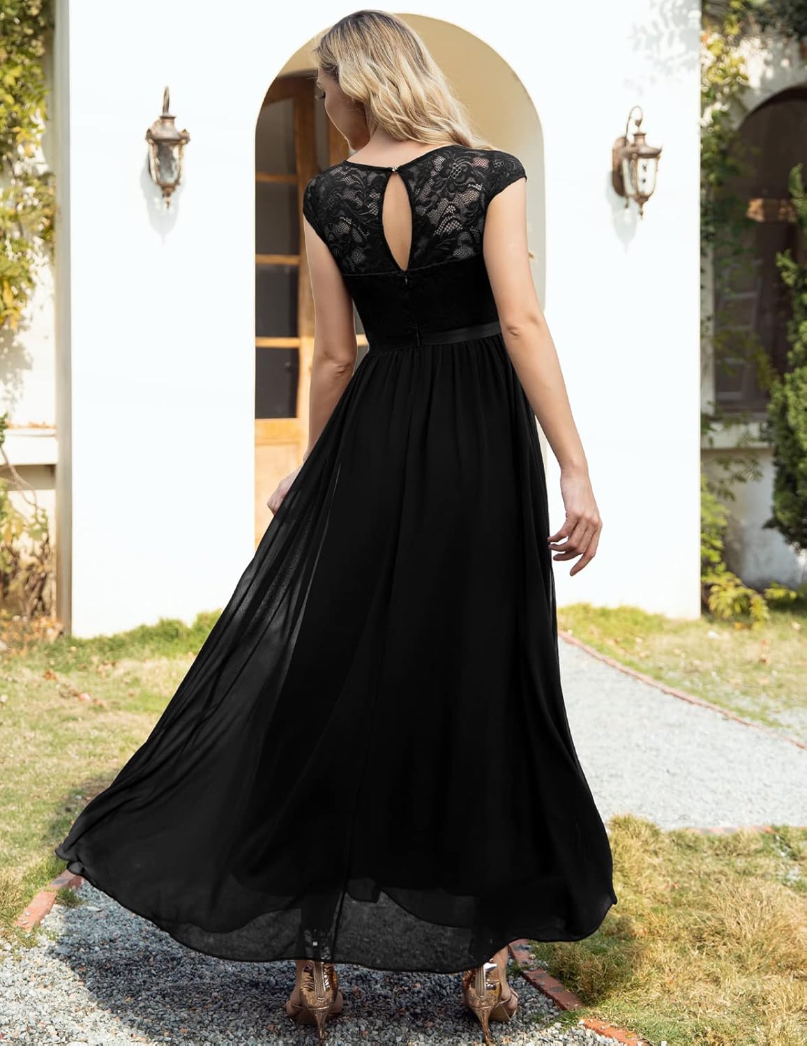 Vestido largo de gasa para bodas