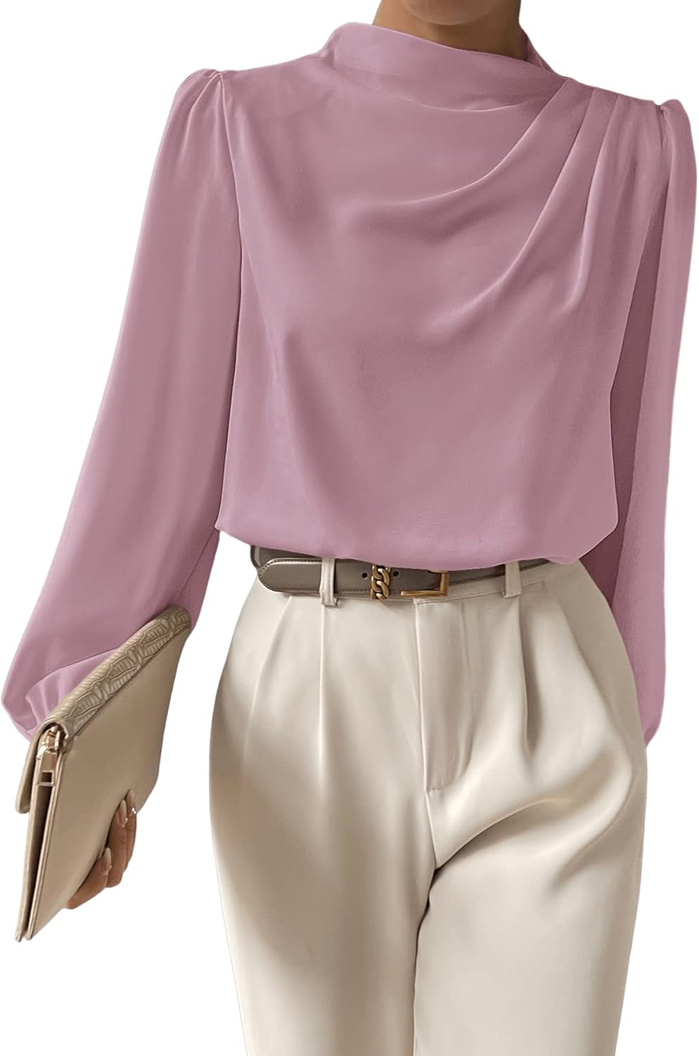 Blusa Elegante de Gasa con Cuello