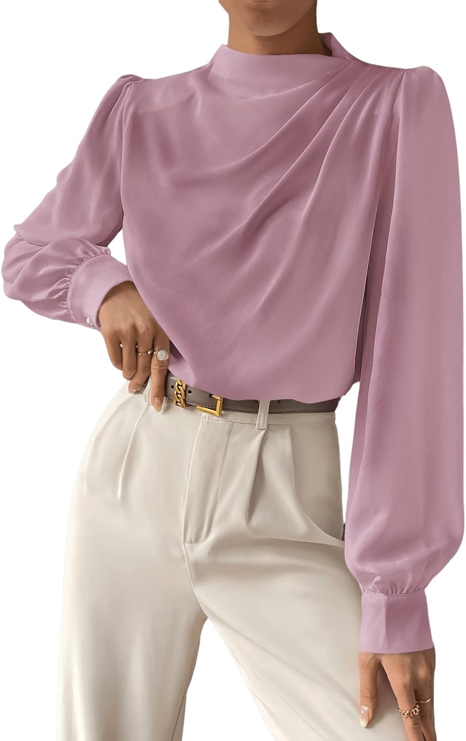 Blusa Elegante de Gasa con Cuello