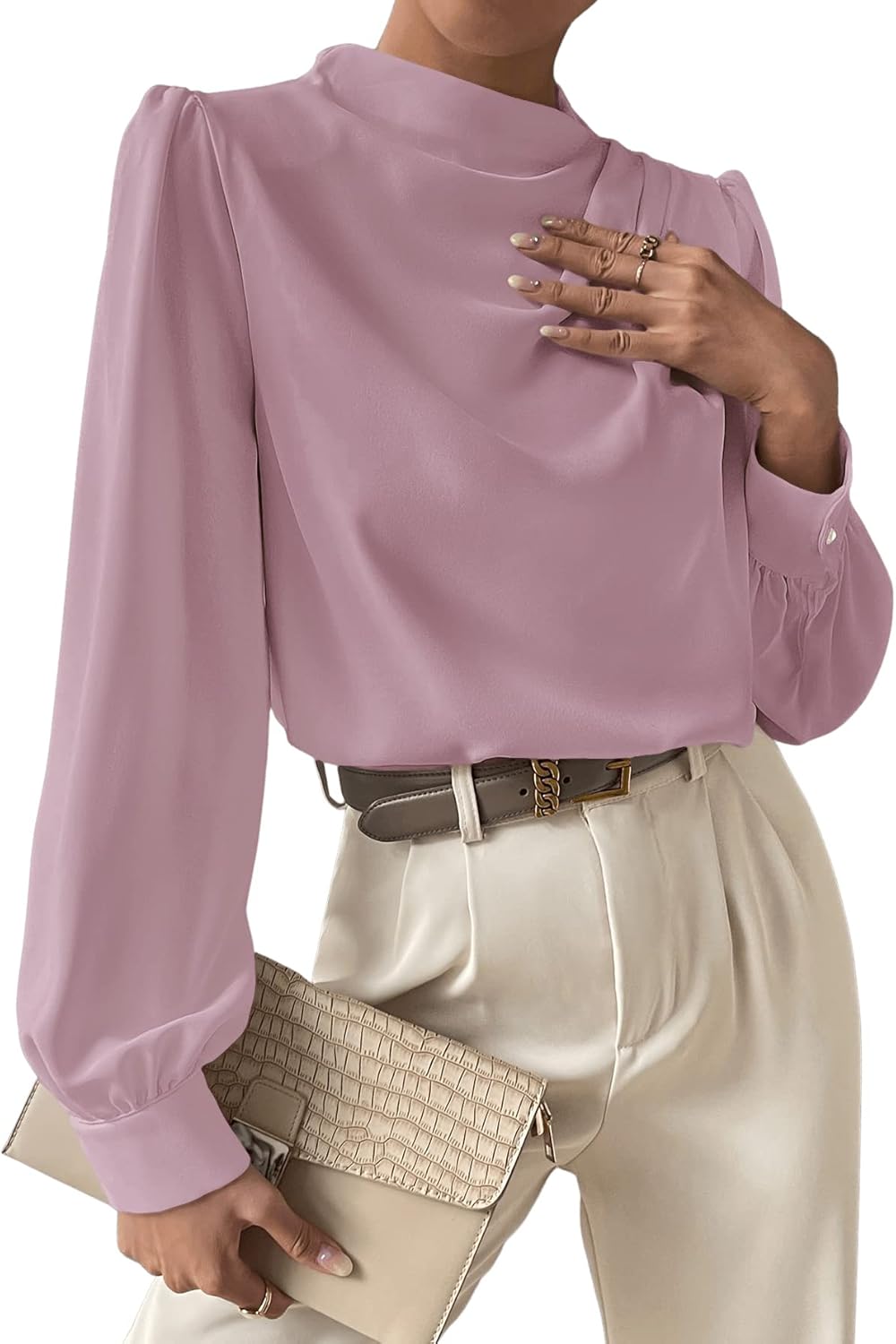 Blusa Elegante de Gasa con Cuello