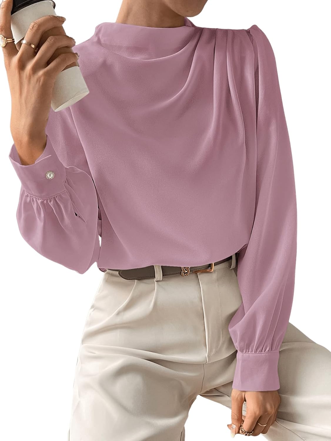 Blusa Elegante de Gasa con Cuello
