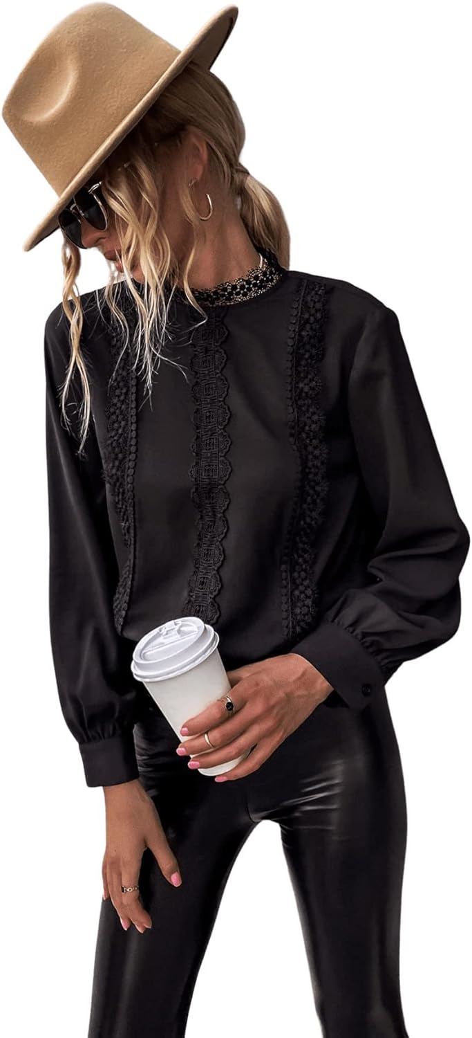 Blusa de encaje de manga larga