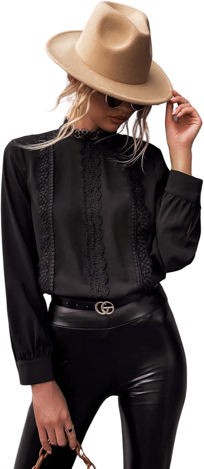 Blusa de encaje de manga larga