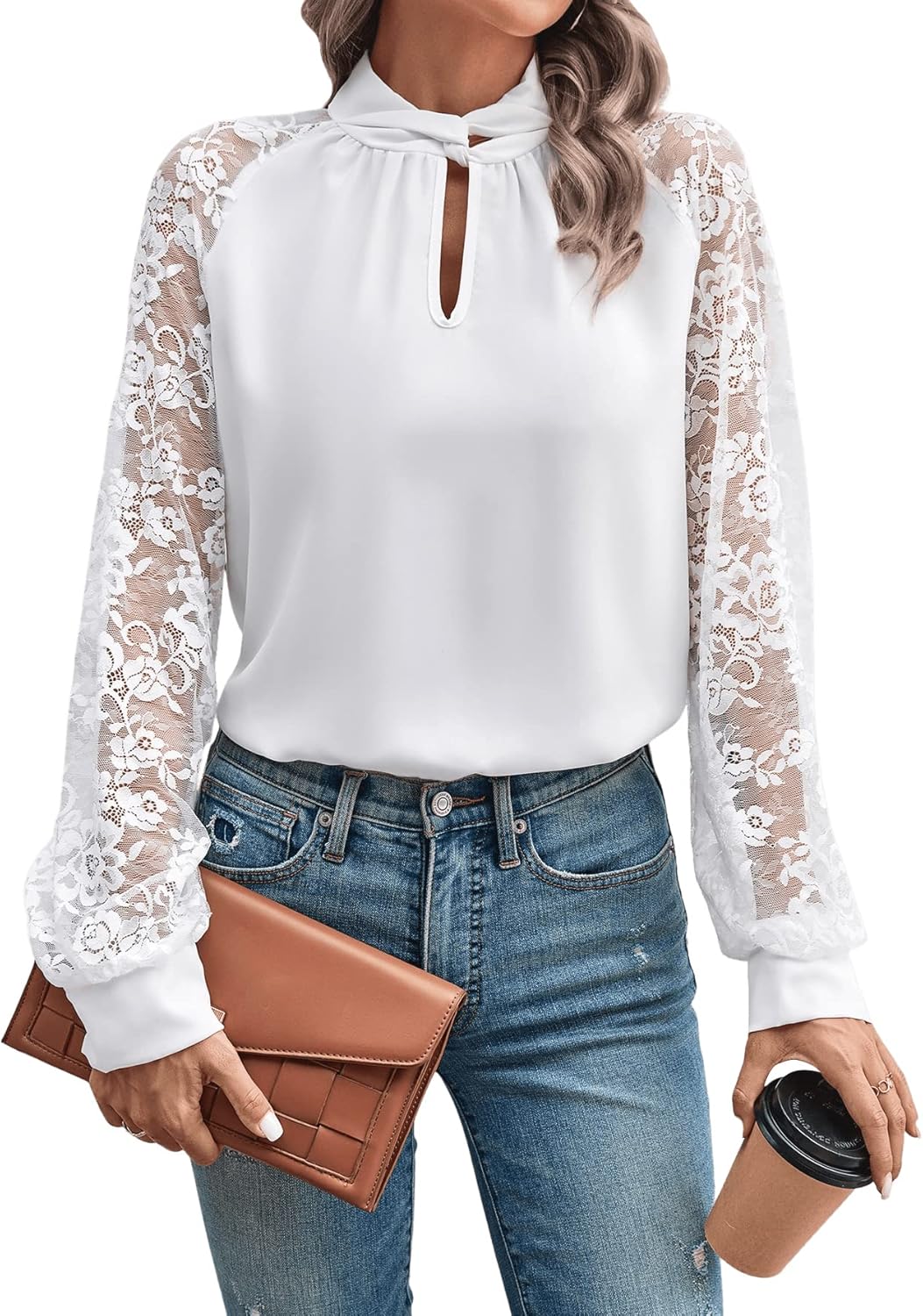 Blusa de encaje elegante mujer