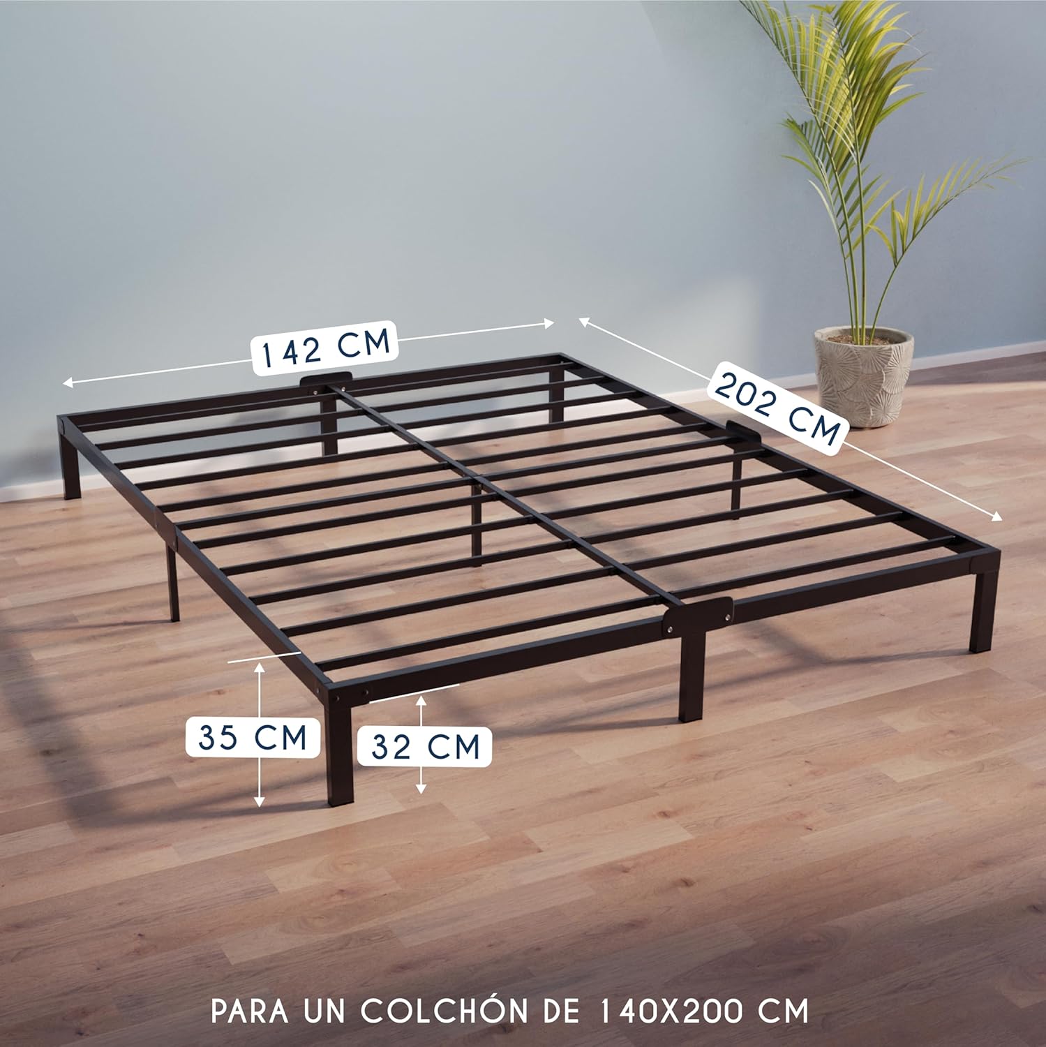 Cama Metal 140x200 con Almacenaje