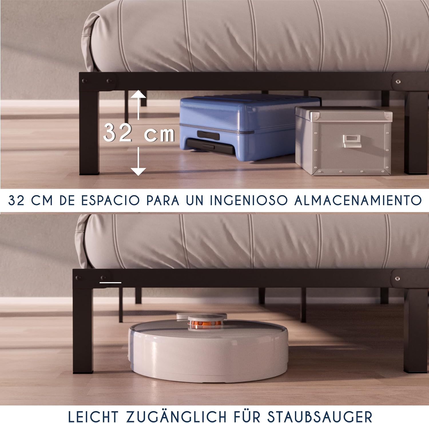 Cama Metal 140x200 con Almacenaje