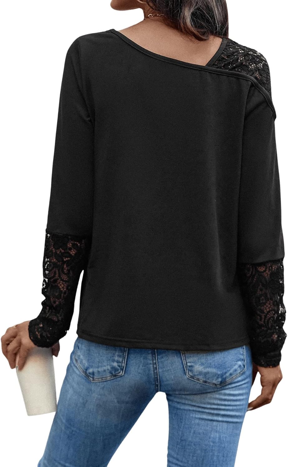 Camiseta de encaje asimétrica