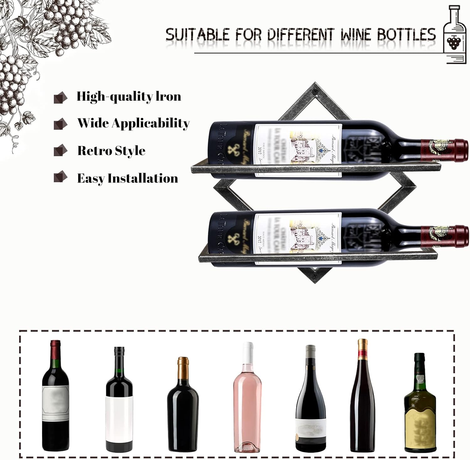 Botellero de pared vintage BB