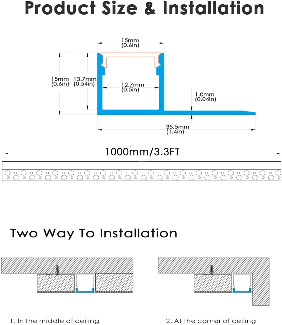 Perfil LED empotrado 1m 6u