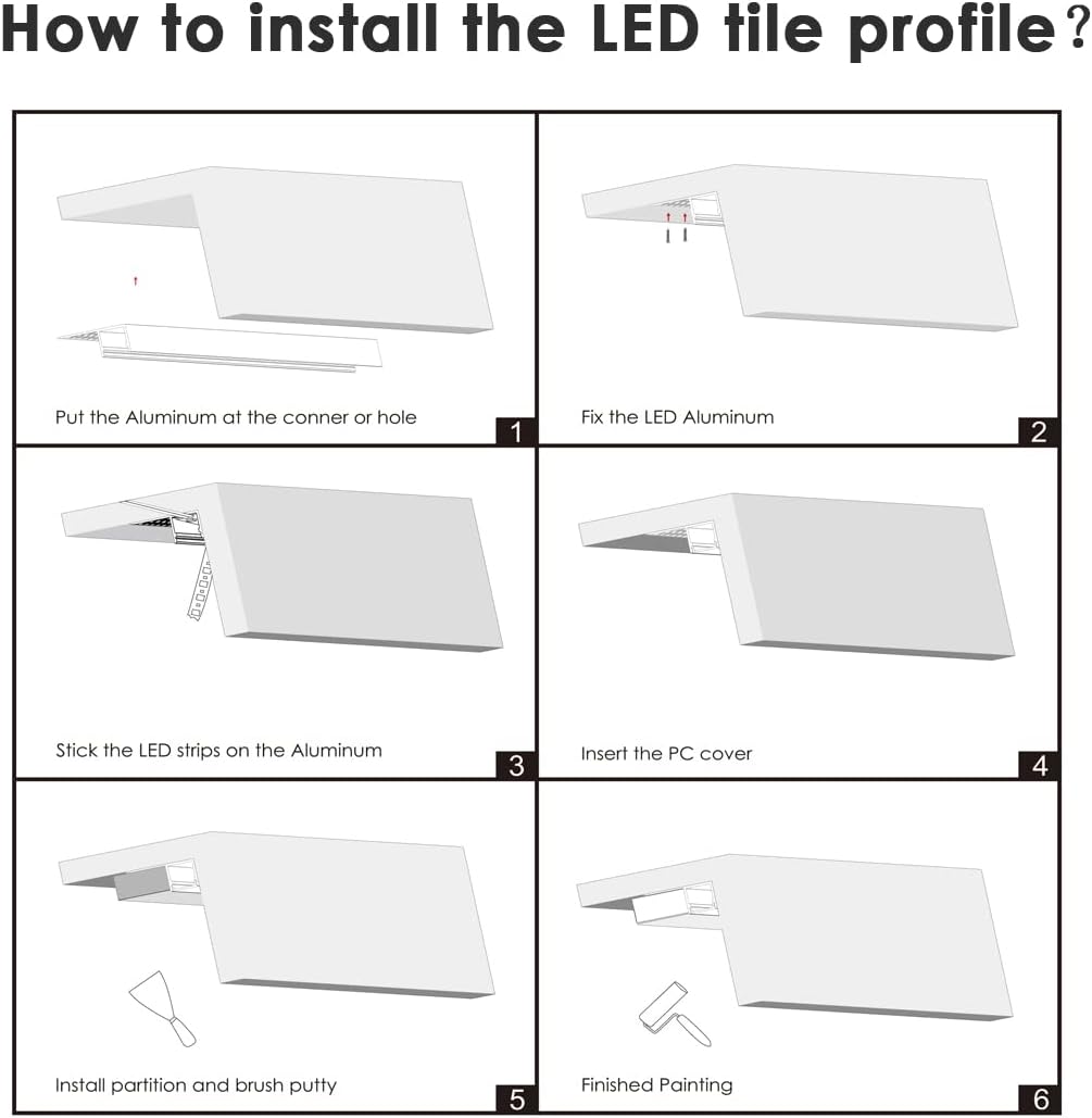 Perfil LED empotrado 1m 6u