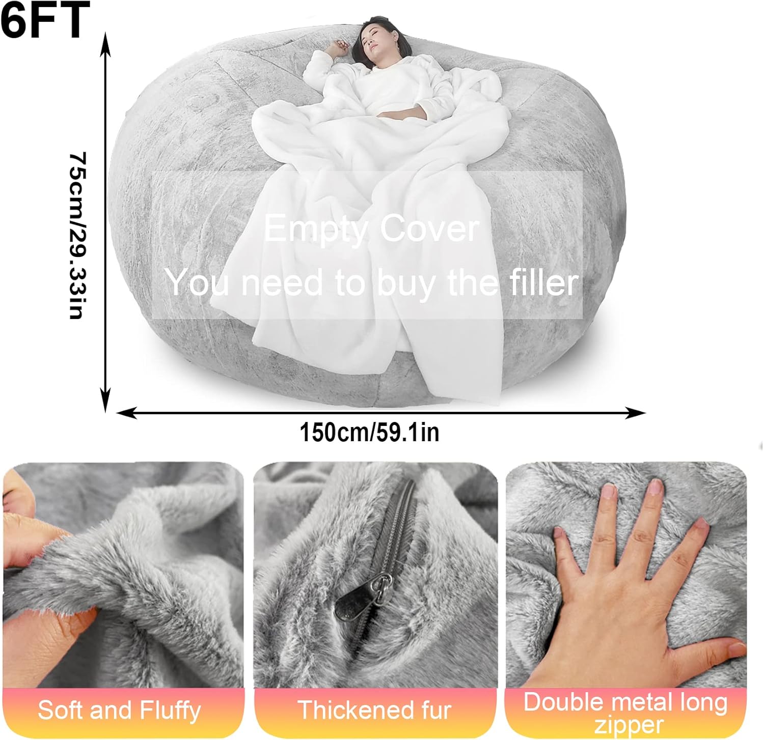 Funda para puf o sillón 150 x 75 cm