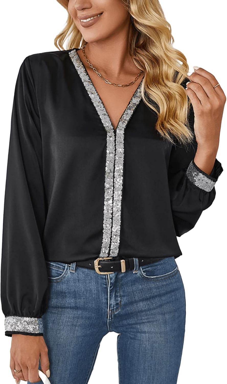 Blusa elegante de lentejuelas