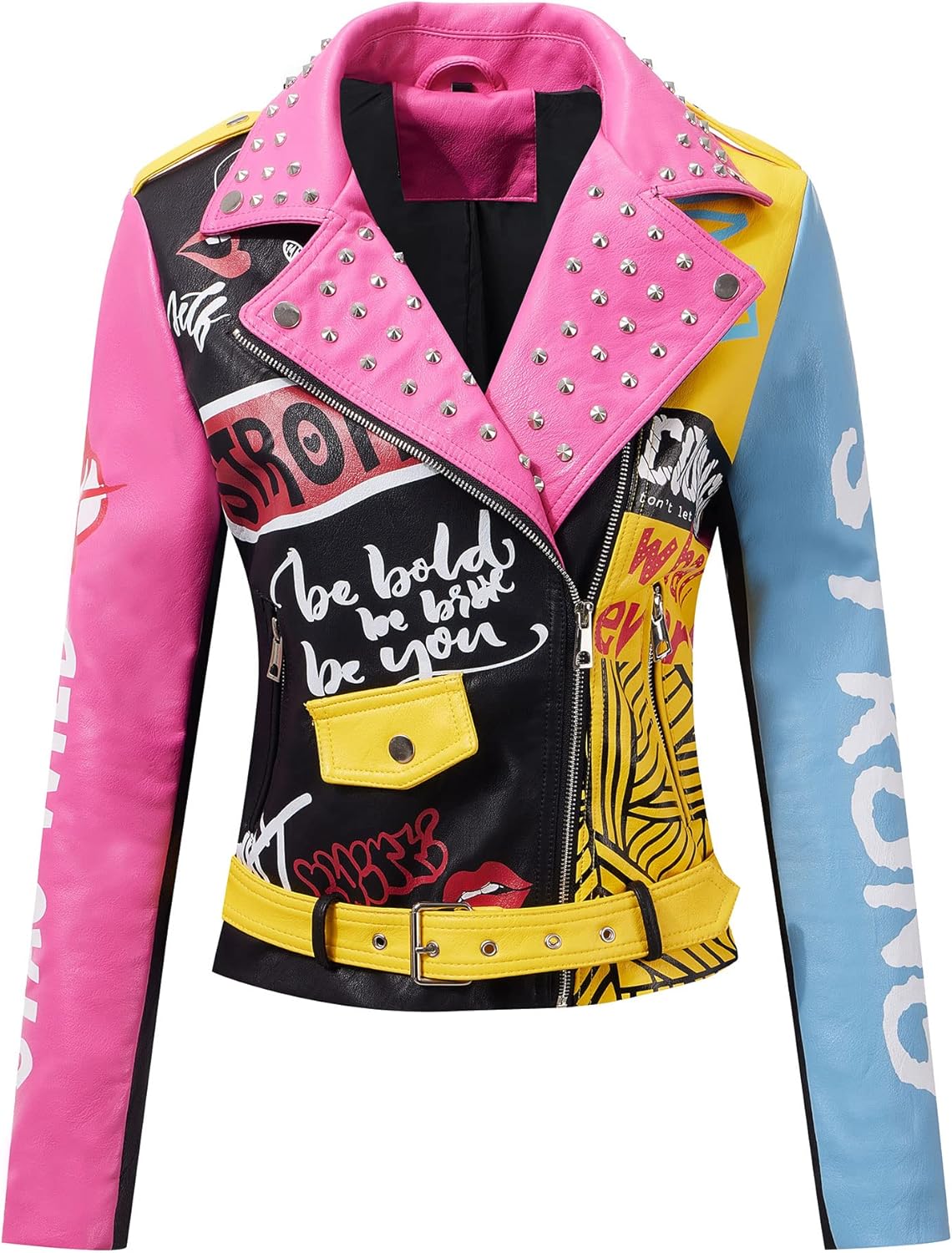 Chaqueta biker floral Giolshon