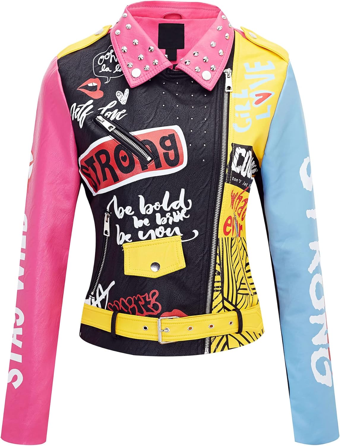 Chaqueta biker floral Giolshon