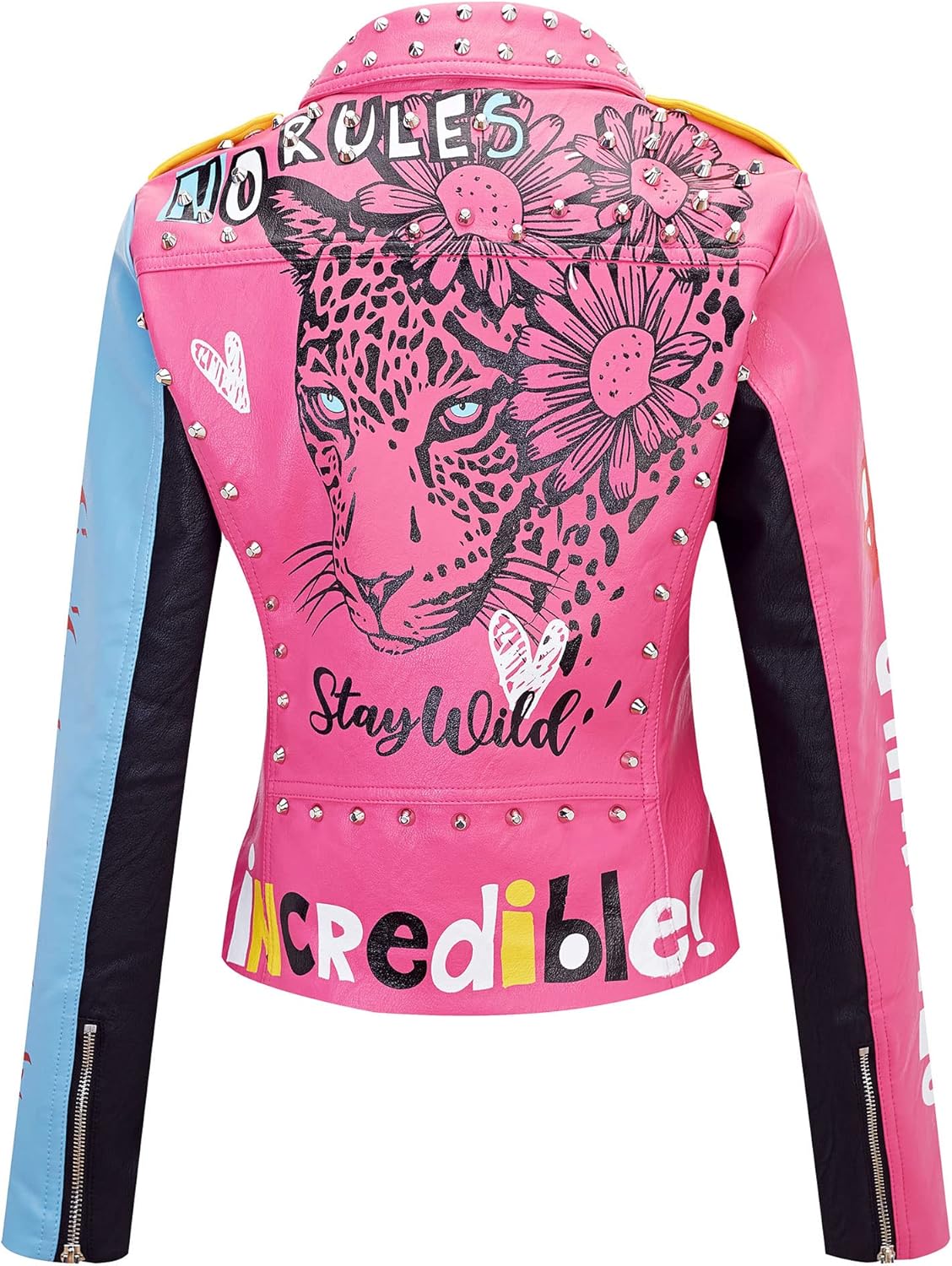 Chaqueta biker floral Giolshon