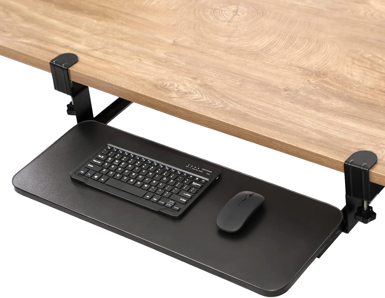 AIMEZO Plataforma para Teclado Bajo Escritorio, 65 x 25 cm Bandeja para Teclado Deslizante con Soporte de Teclado Deslizante con Abrazadera C (Negro)