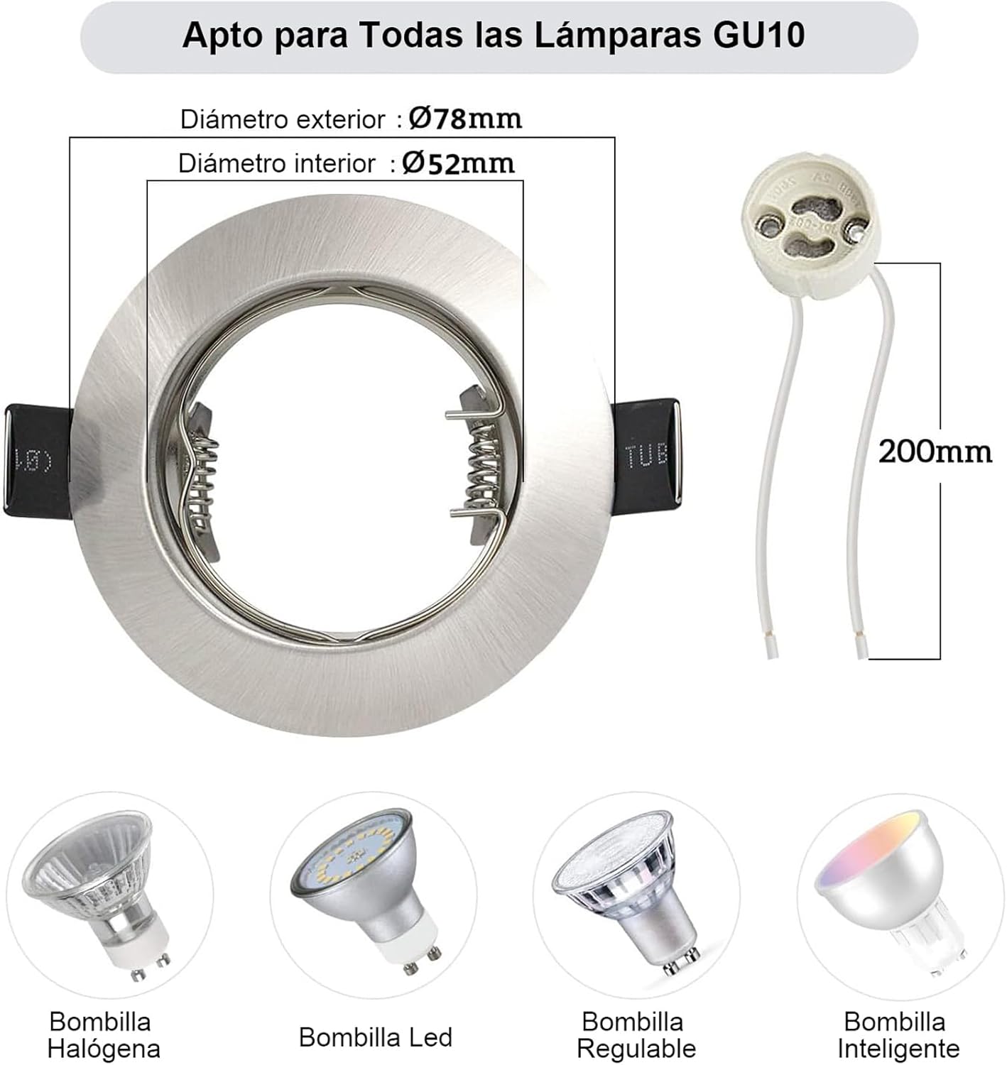 Marcos empotrables GU10 acero