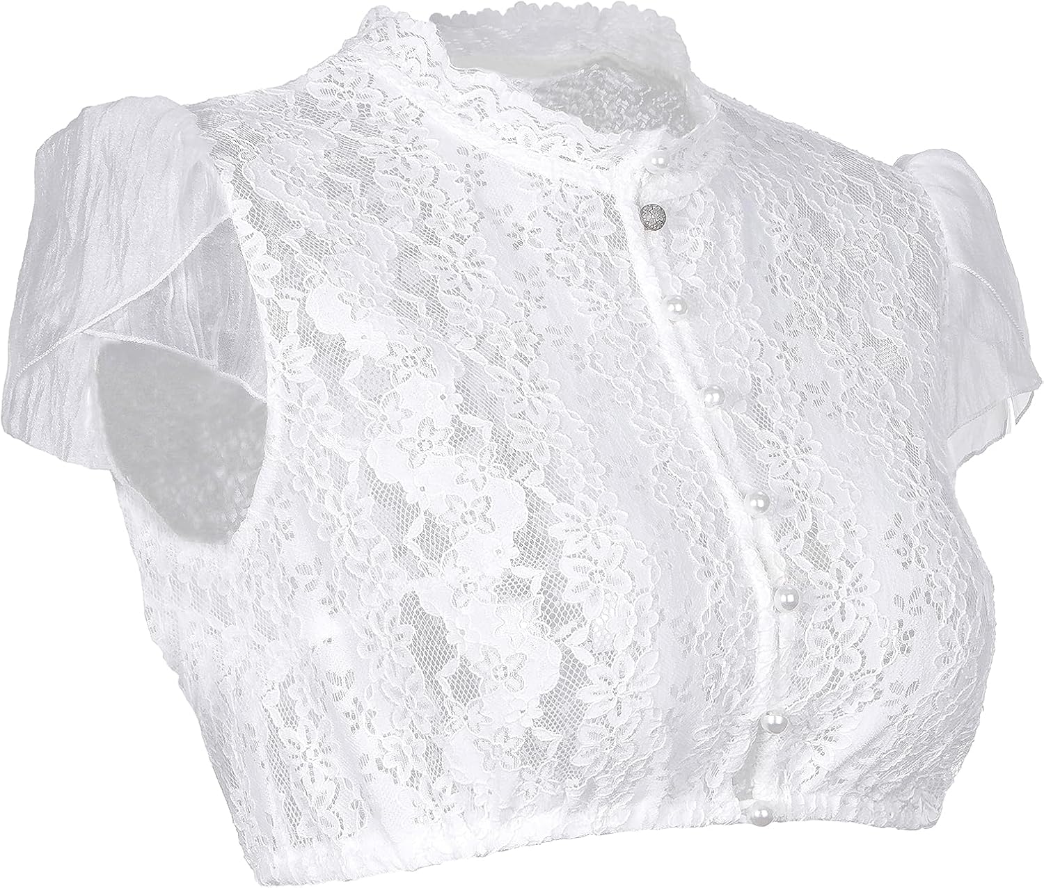 Blusa tirolesa blanca de encaje