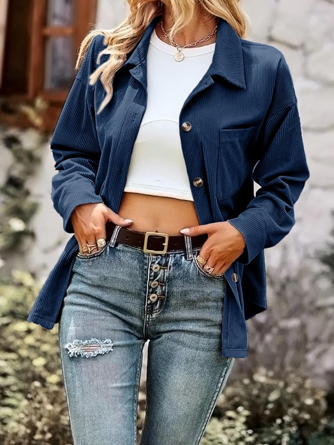 Camisa de pana vintage mujer