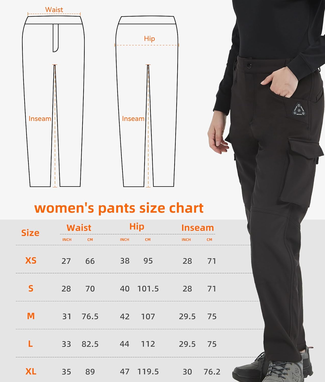 Pantalones Calefactables para Mujer, Talla XS