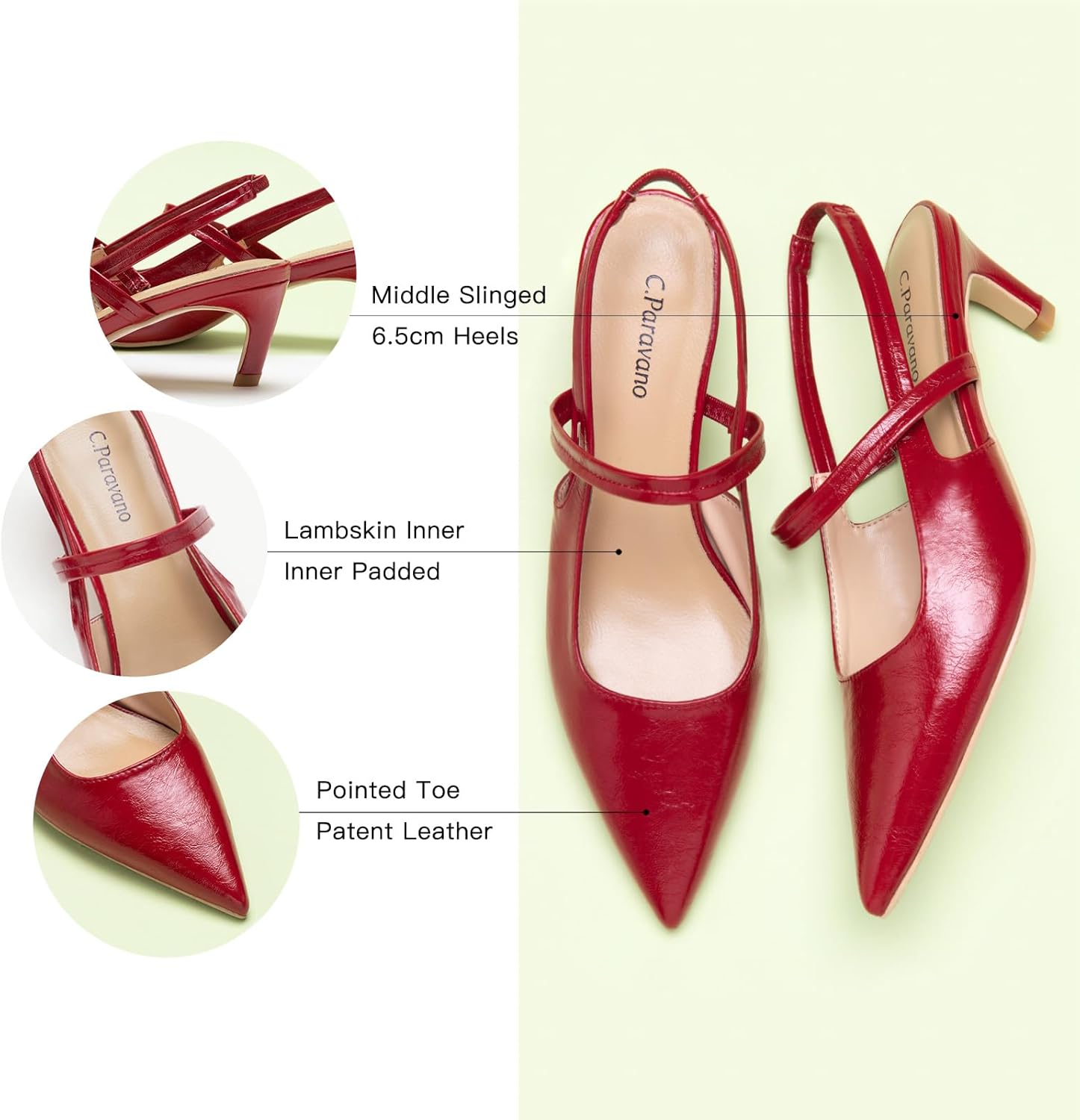 C. Paravano Slingback Rojo 42
