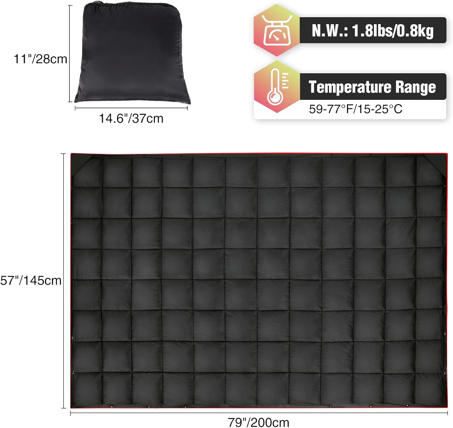 Manta camping impermeable negra