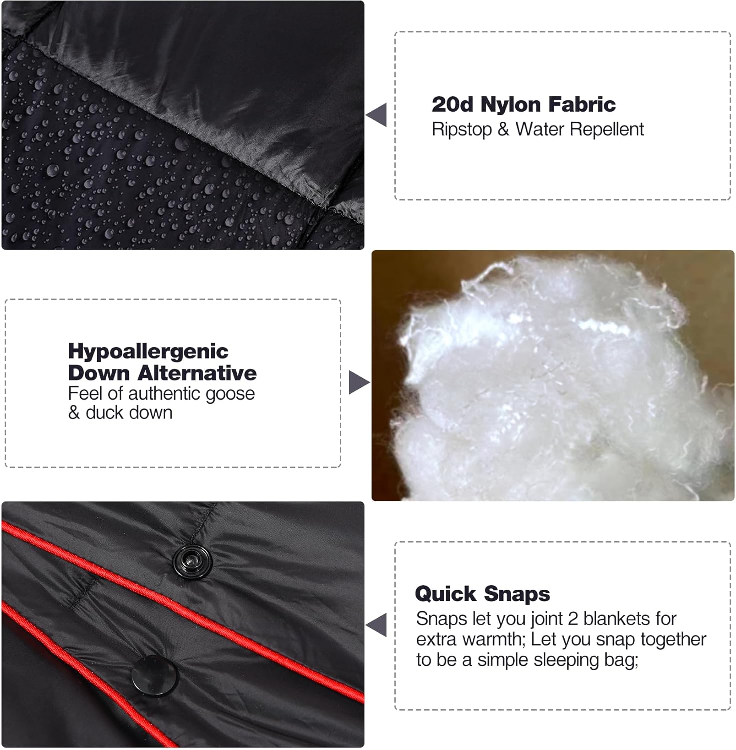 Manta camping impermeable negra